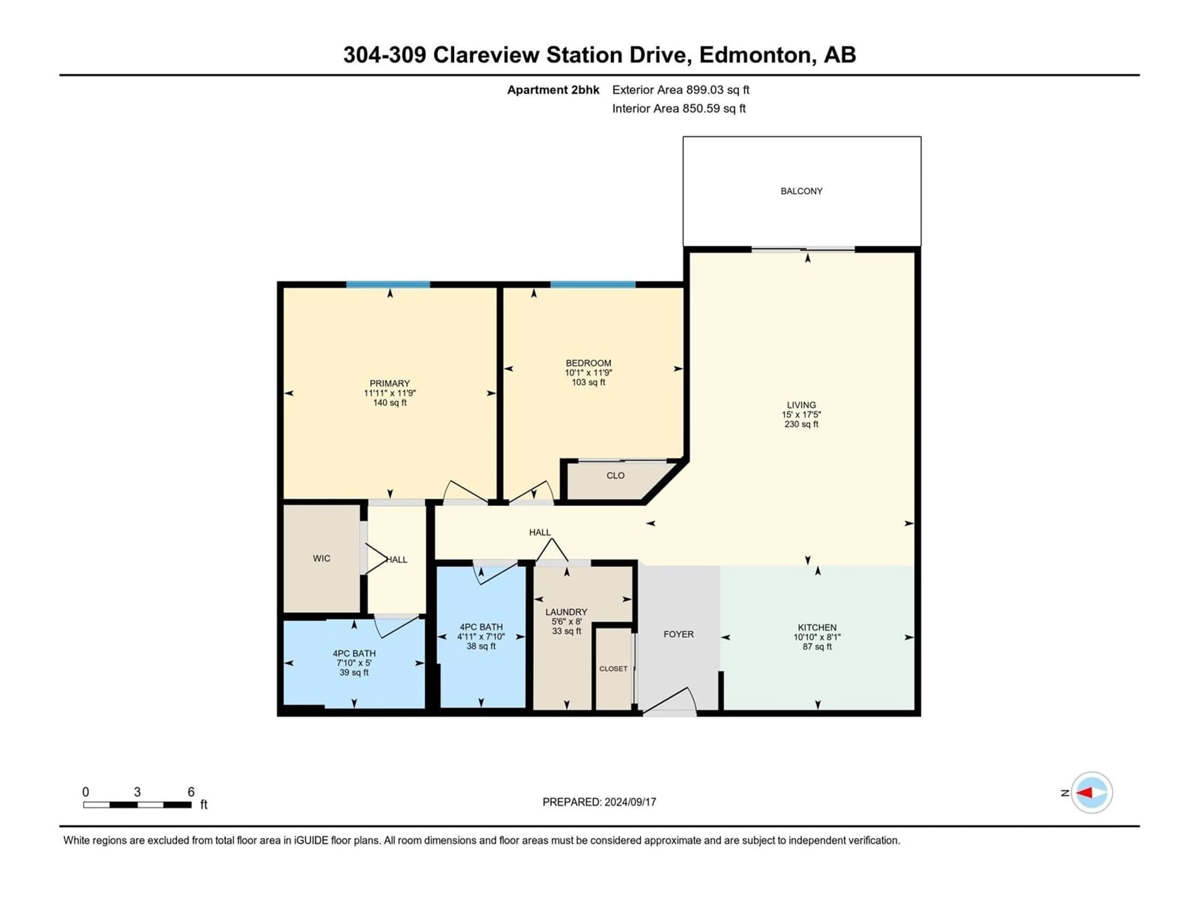 Floor plan for #304 309 CLAREVIEW STATION DR. NW, Edmonton Alberta T5Y0C5