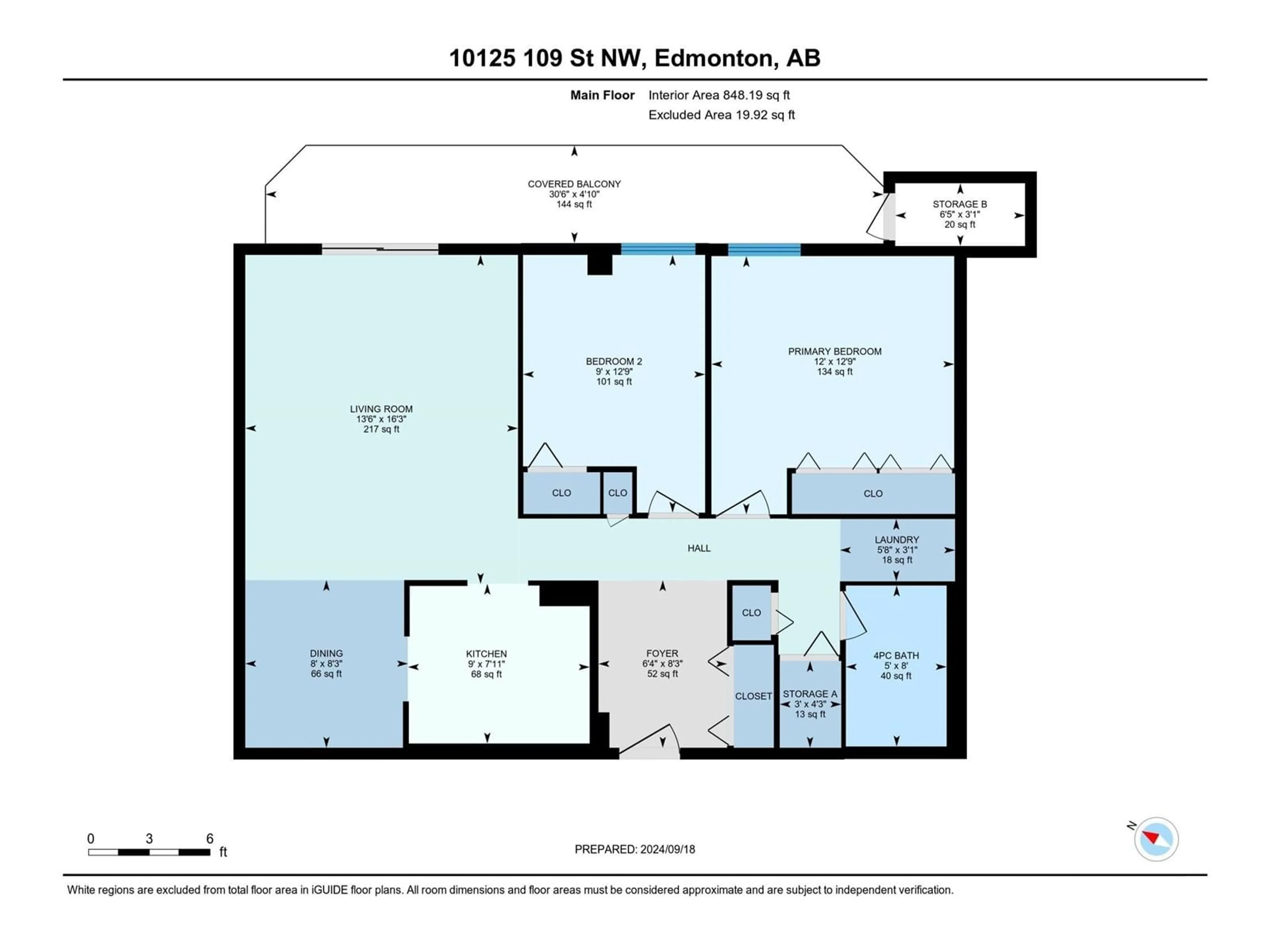 Floor plan for #403 10125 109 ST NW, Edmonton Alberta T5J3P1