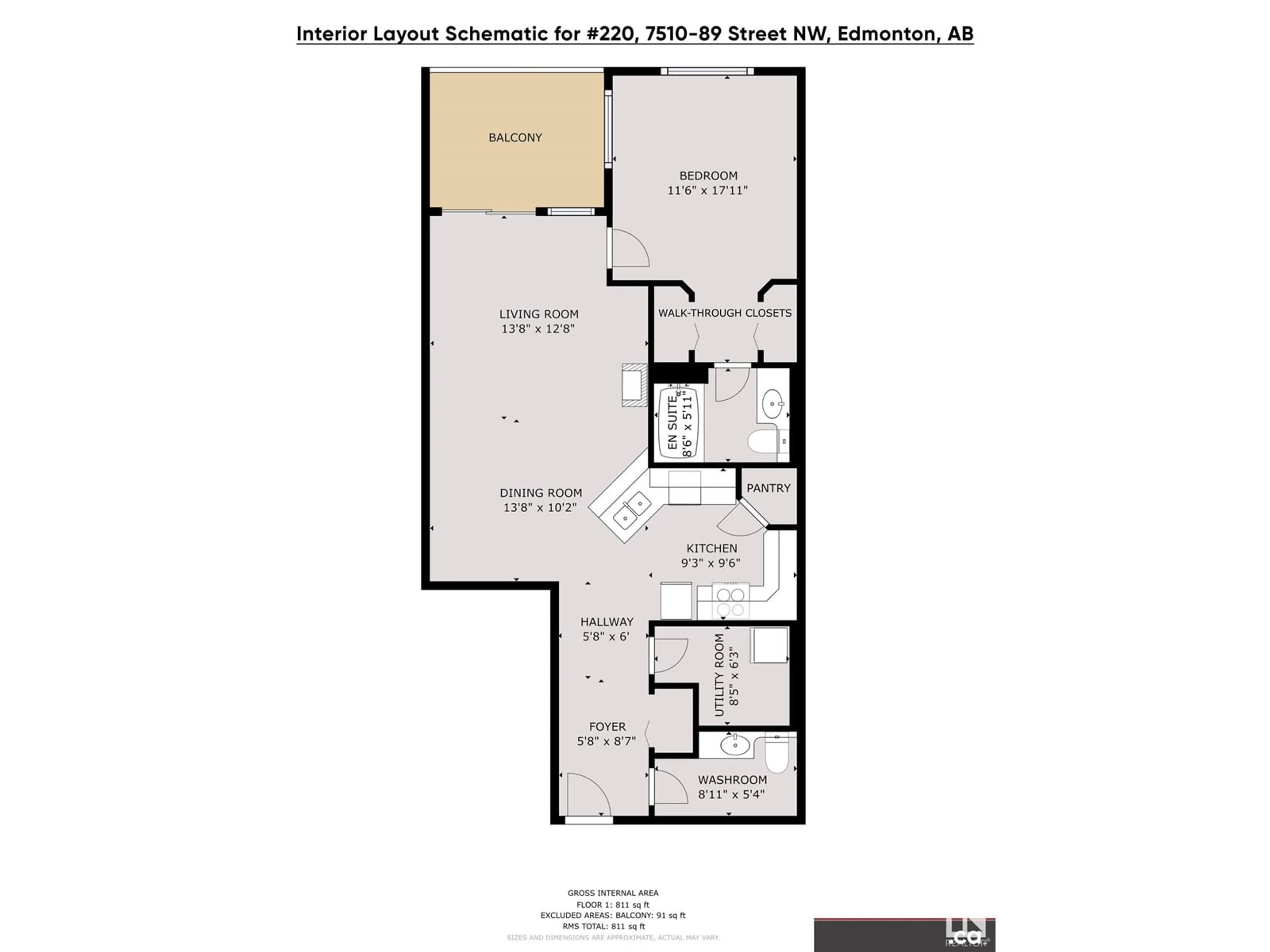 Floor plan for #220 7510 89 ST NW, Edmonton Alberta T6C0X5