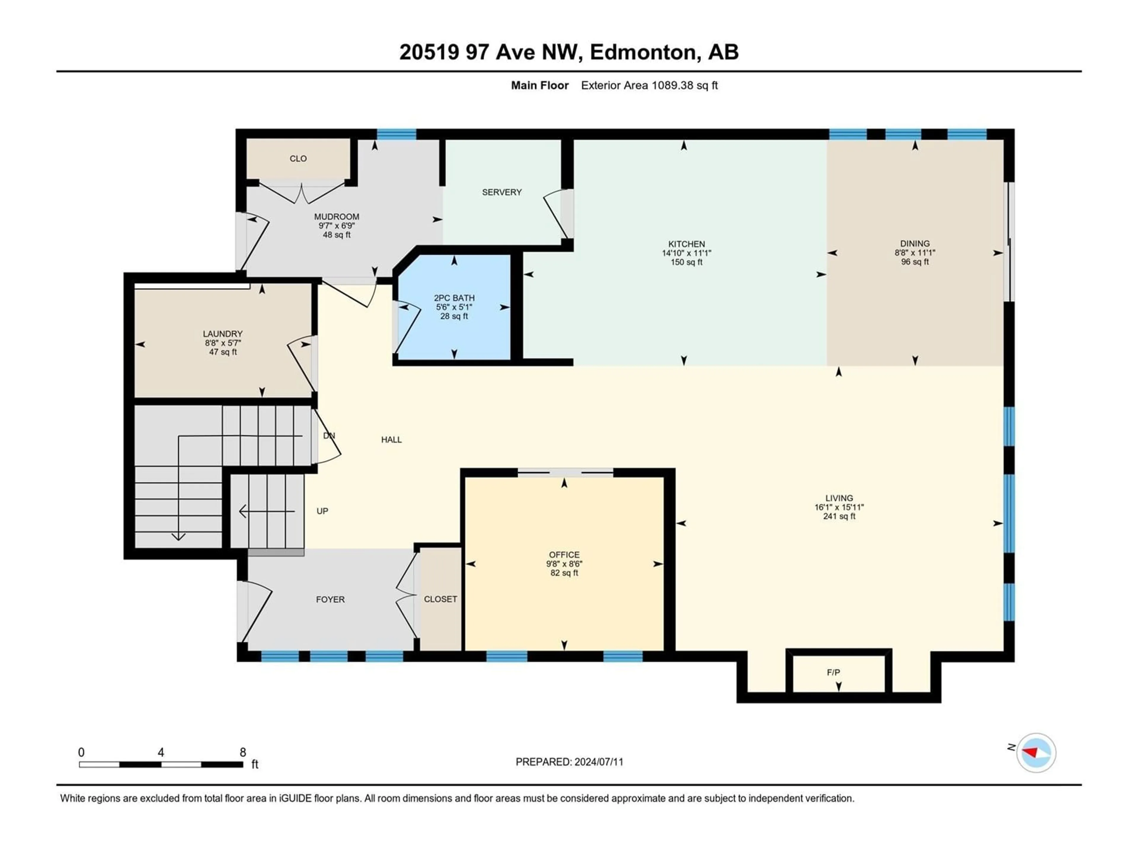 Floor plan for 20519 97 AV NW, Edmonton Alberta T5T4V7