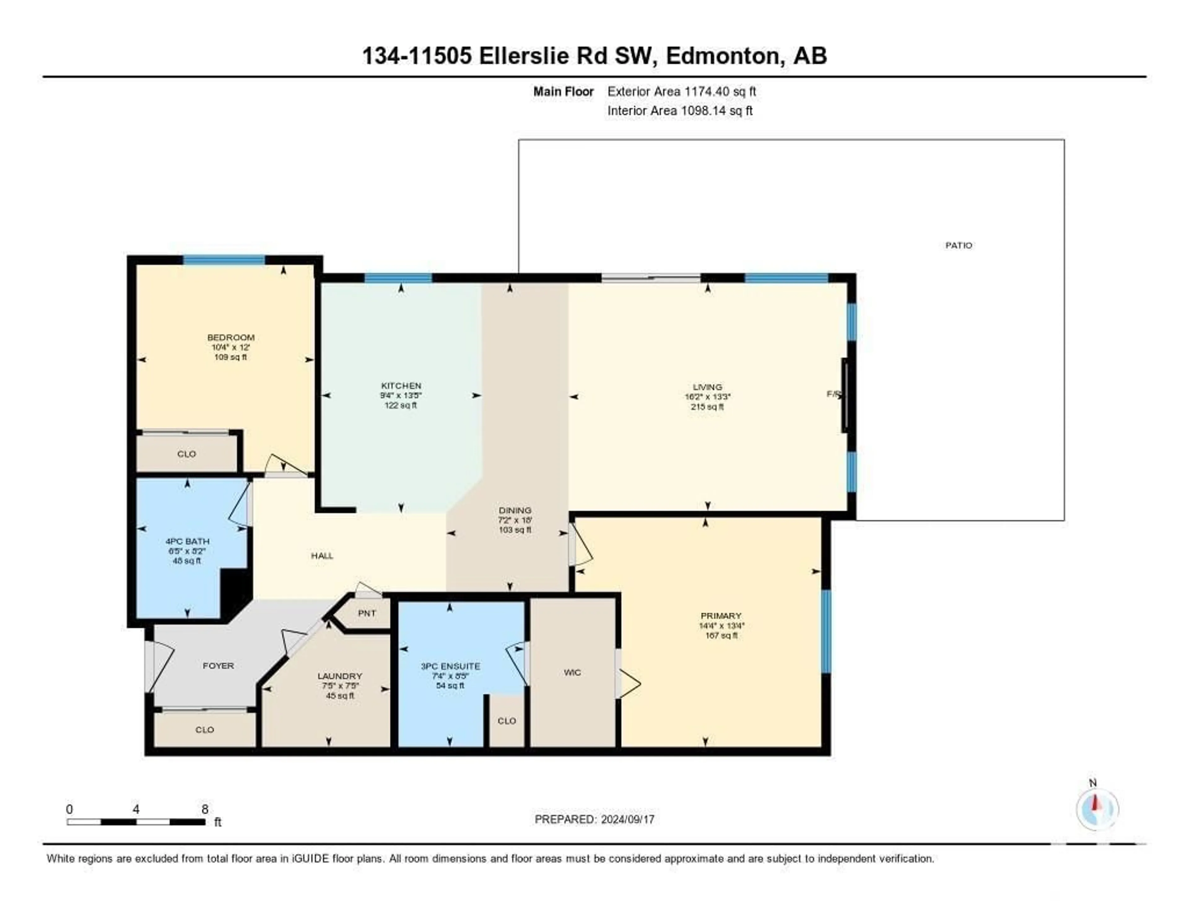 Floor plan for #134 11505 Ellerslie RD SW, Edmonton Alberta T6W2A9