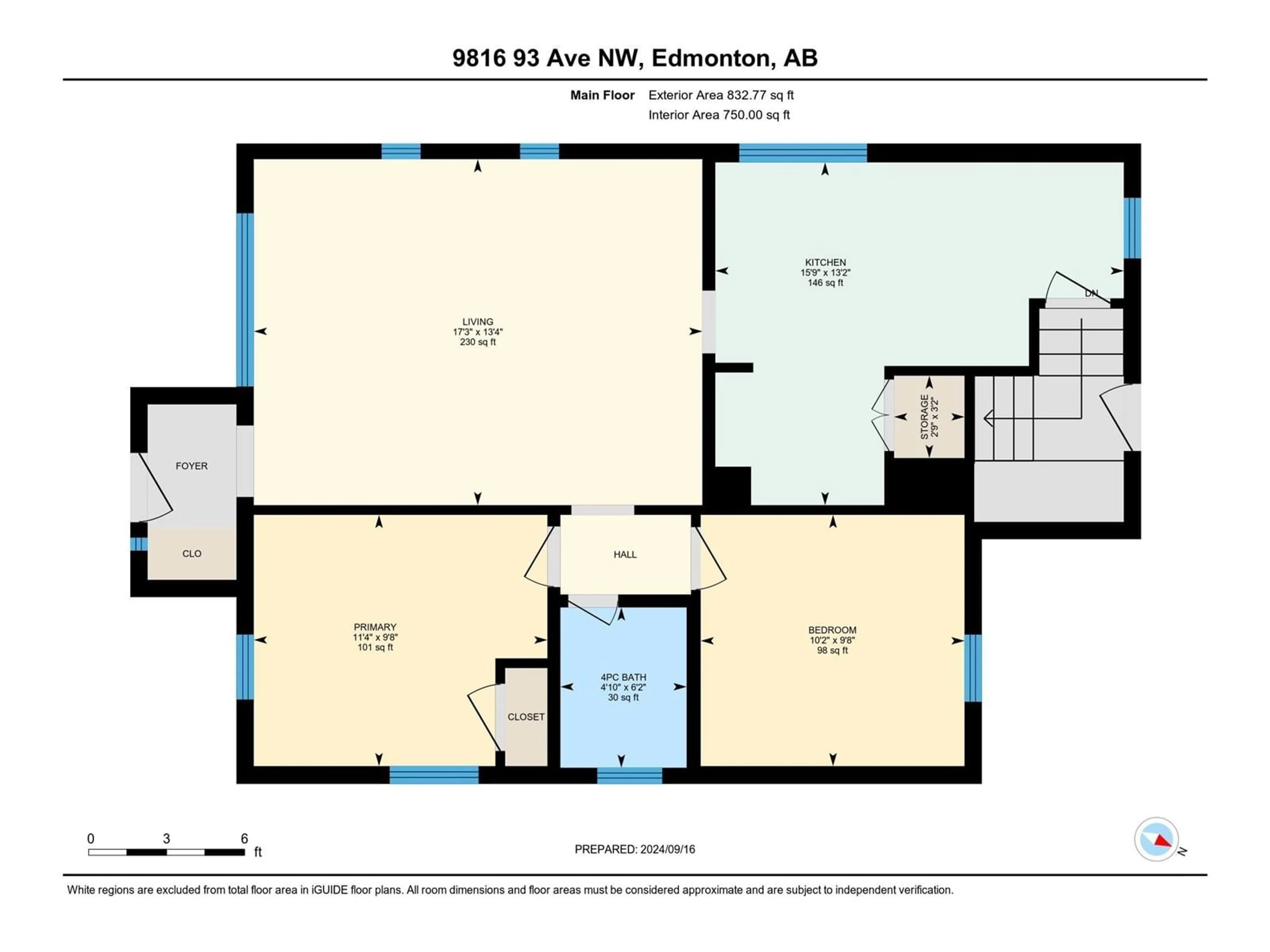 Floor plan for 9816 93 AV NW, Edmonton Alberta T6E2W1