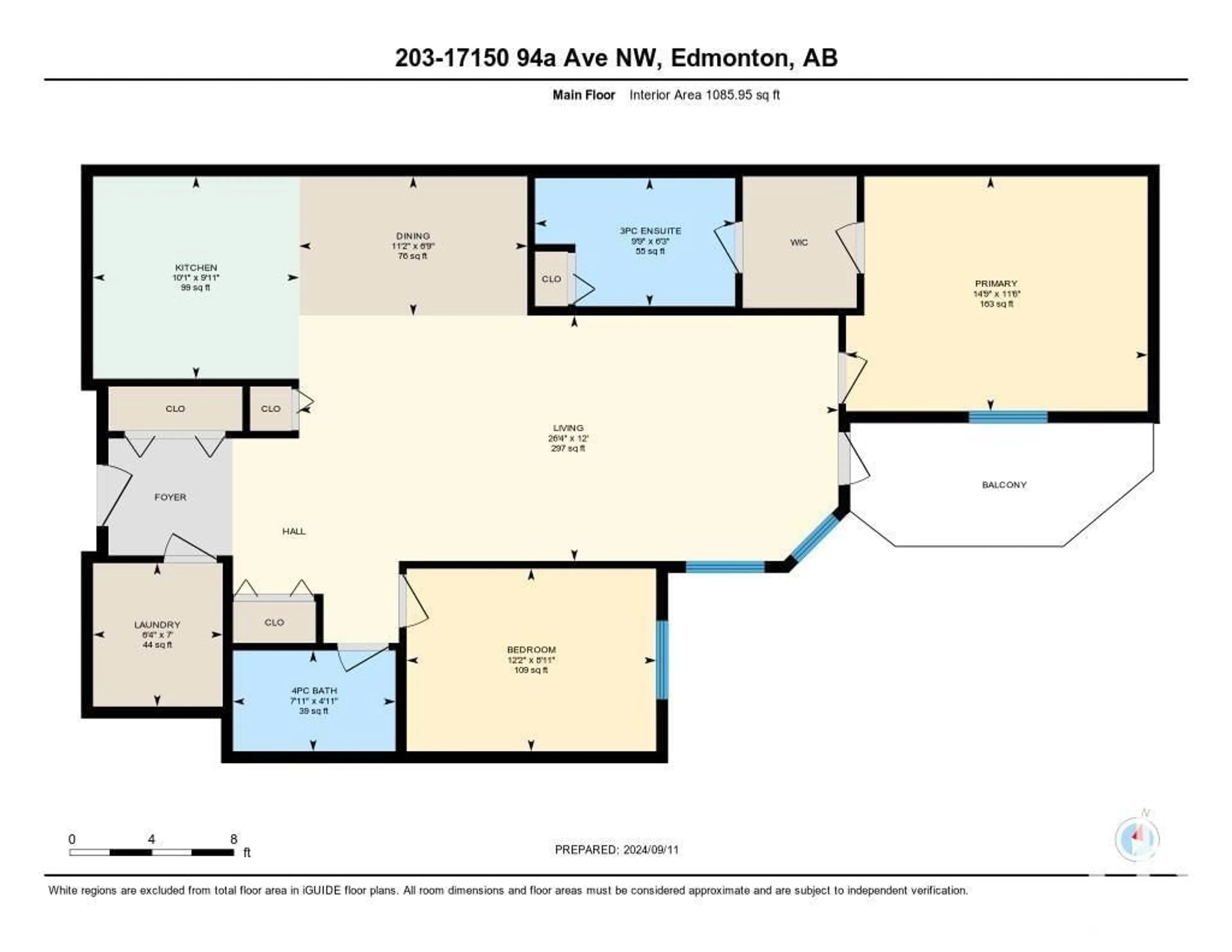 Floor plan for #203 17150 94A AV NW, Edmonton Alberta T5T6L7