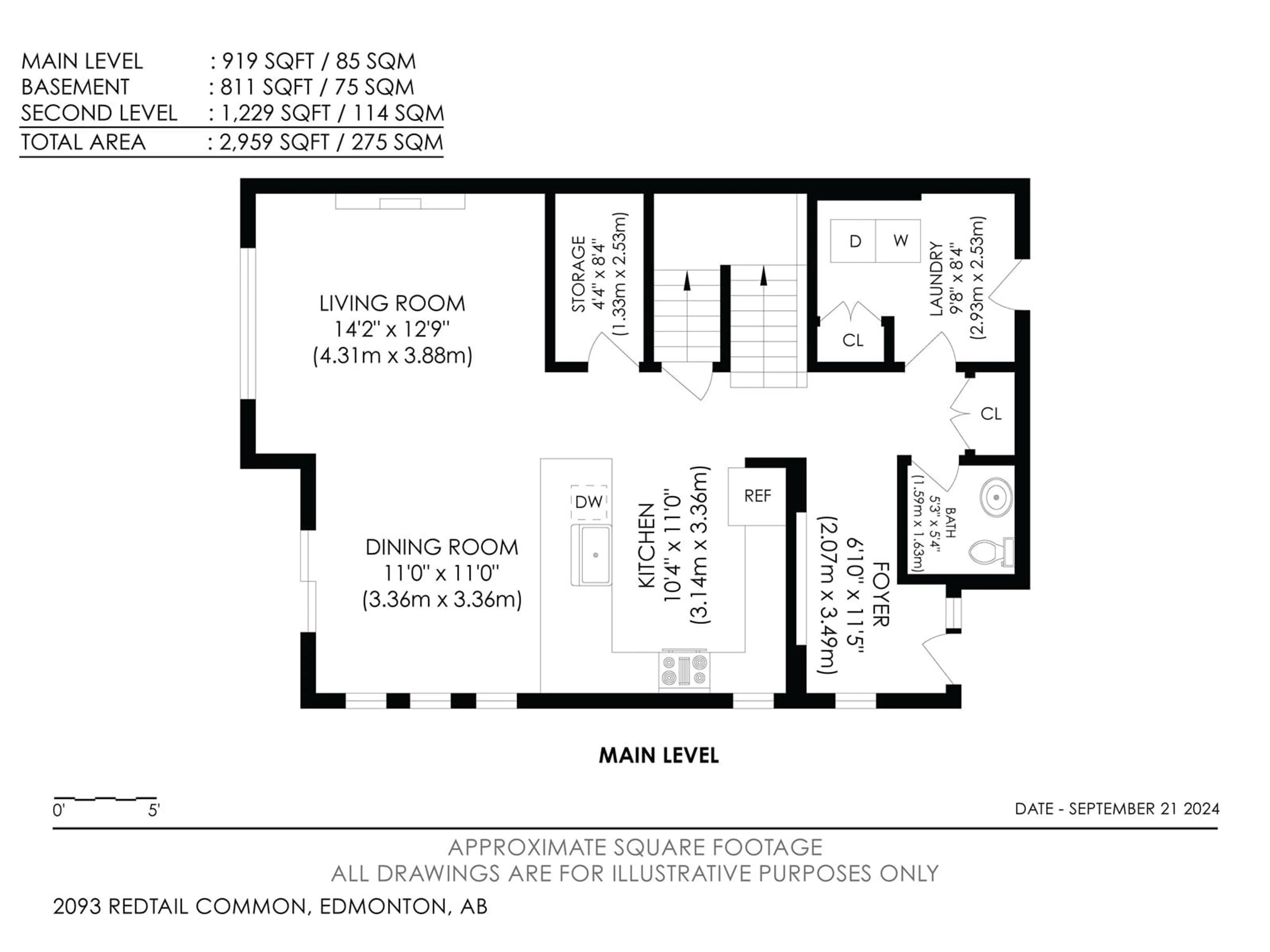 Floor plan for 2093 REDTAIL CM NW, Edmonton Alberta T5S0H4