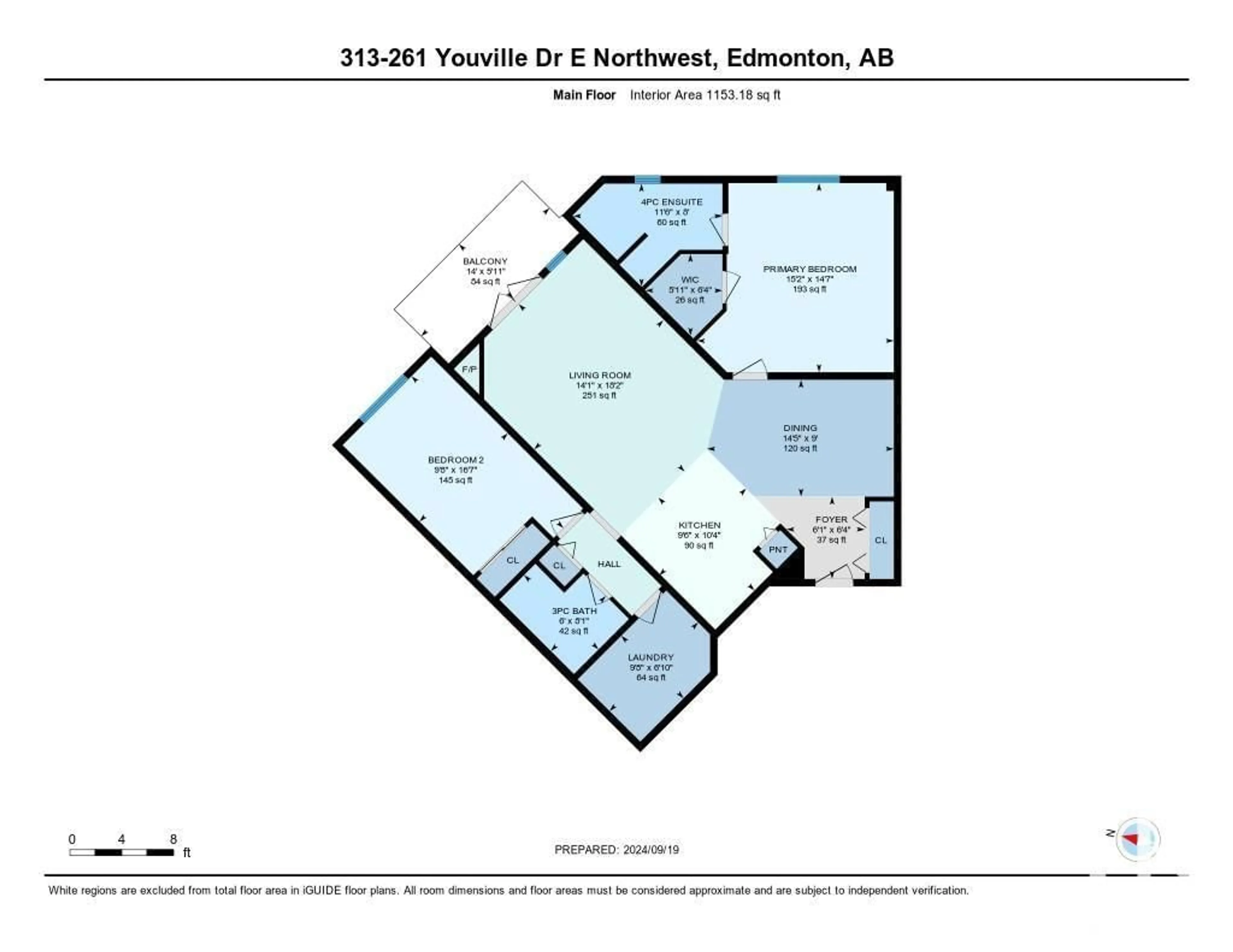 Floor plan for #313 261 YOUVILLE E NW, Edmonton Alberta T6L7E7