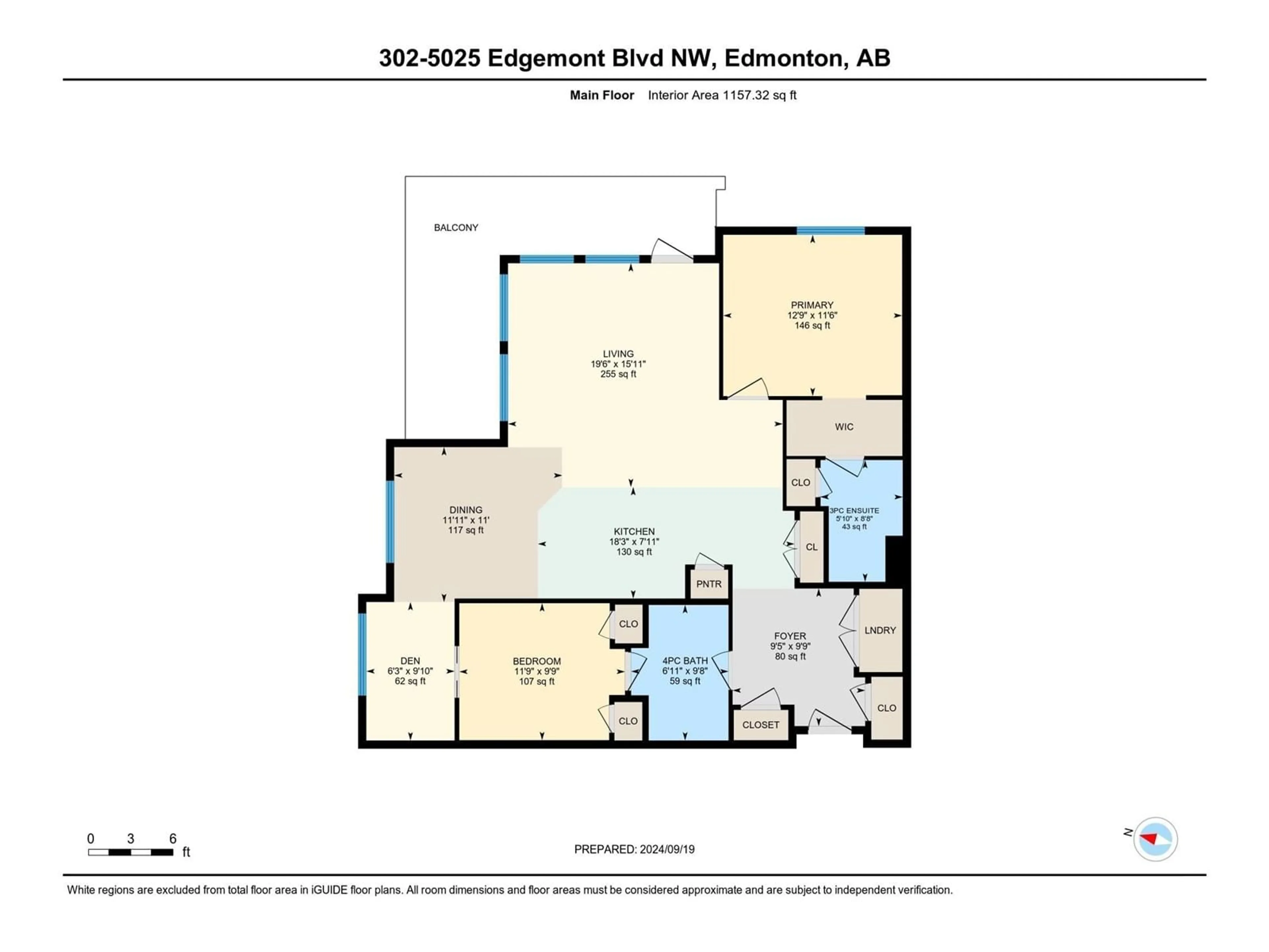 Floor plan for #302 5025 EDGEMONT BV NW, Edmonton Alberta T6M0S8