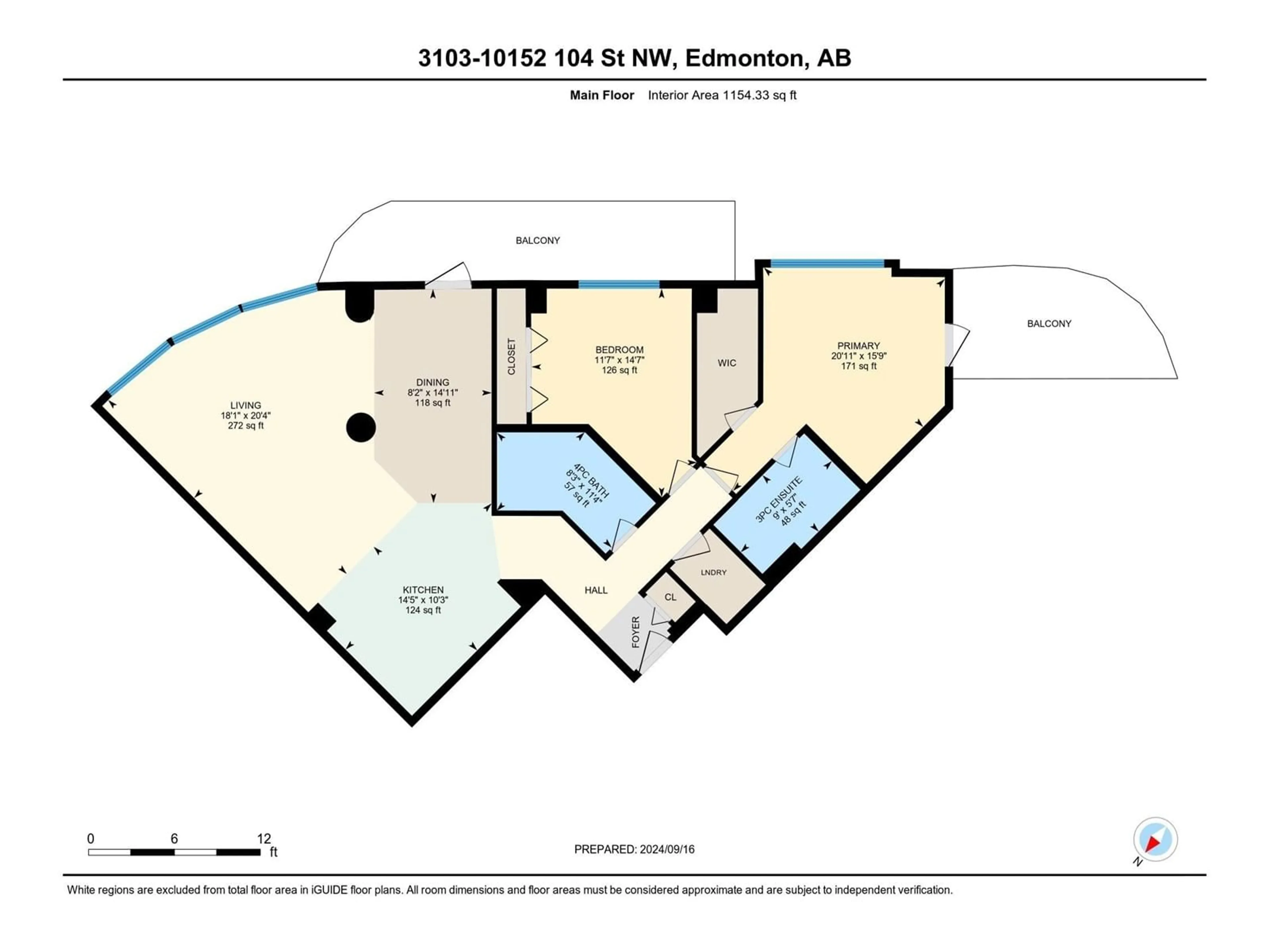 Floor plan for #3103 10152 104 ST NW, Edmonton Alberta T6E2B7