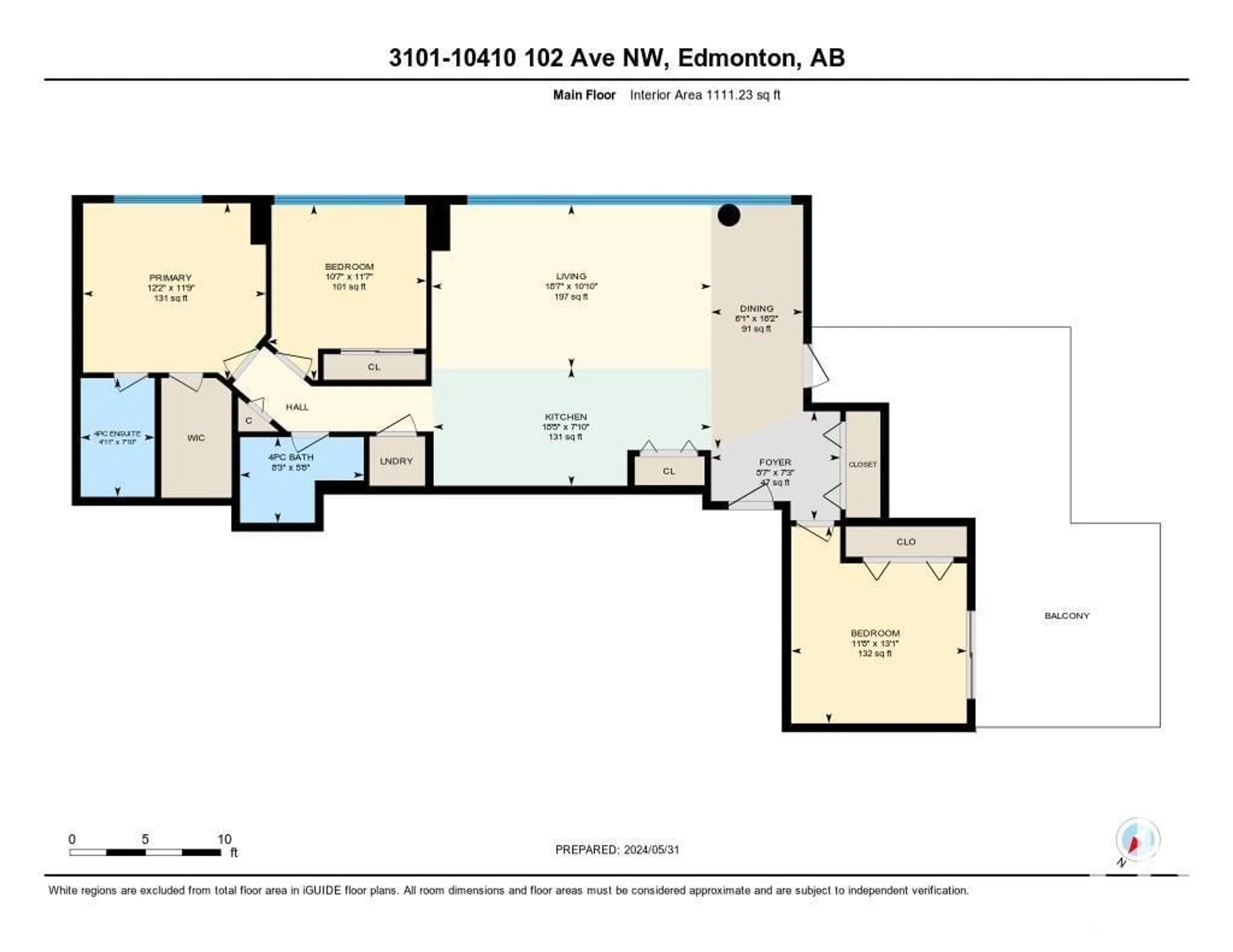 Floor plan for #3101 10410 102 AV NW, Edmonton Alberta T5J0E9