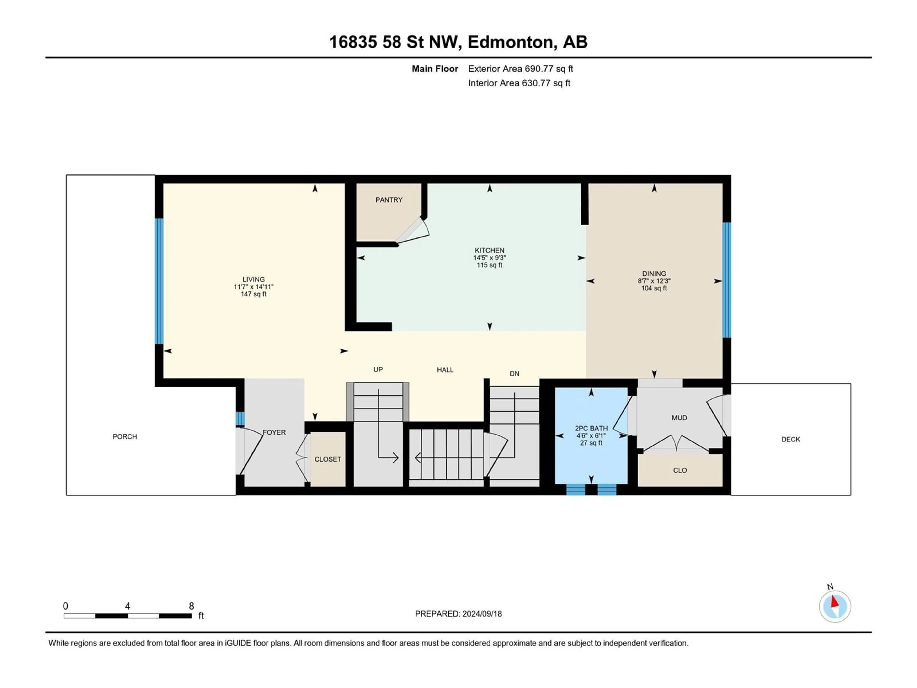 Floor plan for 16835 58 ST NW, Edmonton Alberta T5Y0K9