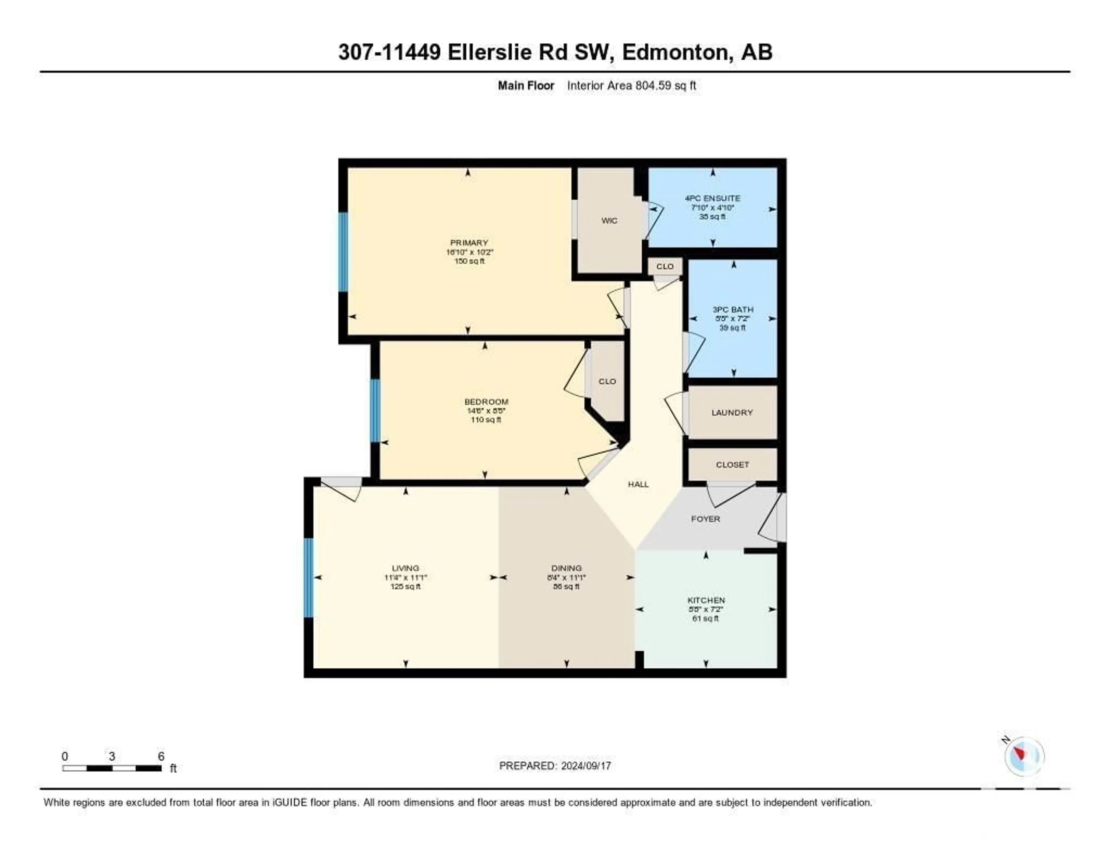 Floor plan for #307 11449 ELLERSLIE RD SW, Edmonton Alberta T6W1T2