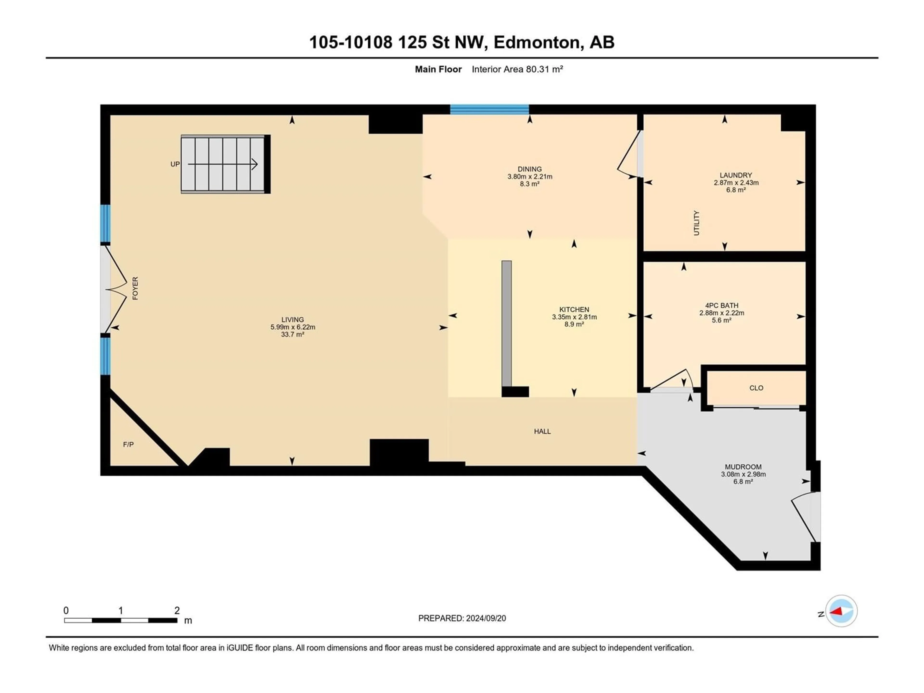 Floor plan for #105 10108 125 ST NW, Edmonton Alberta T5N4B6