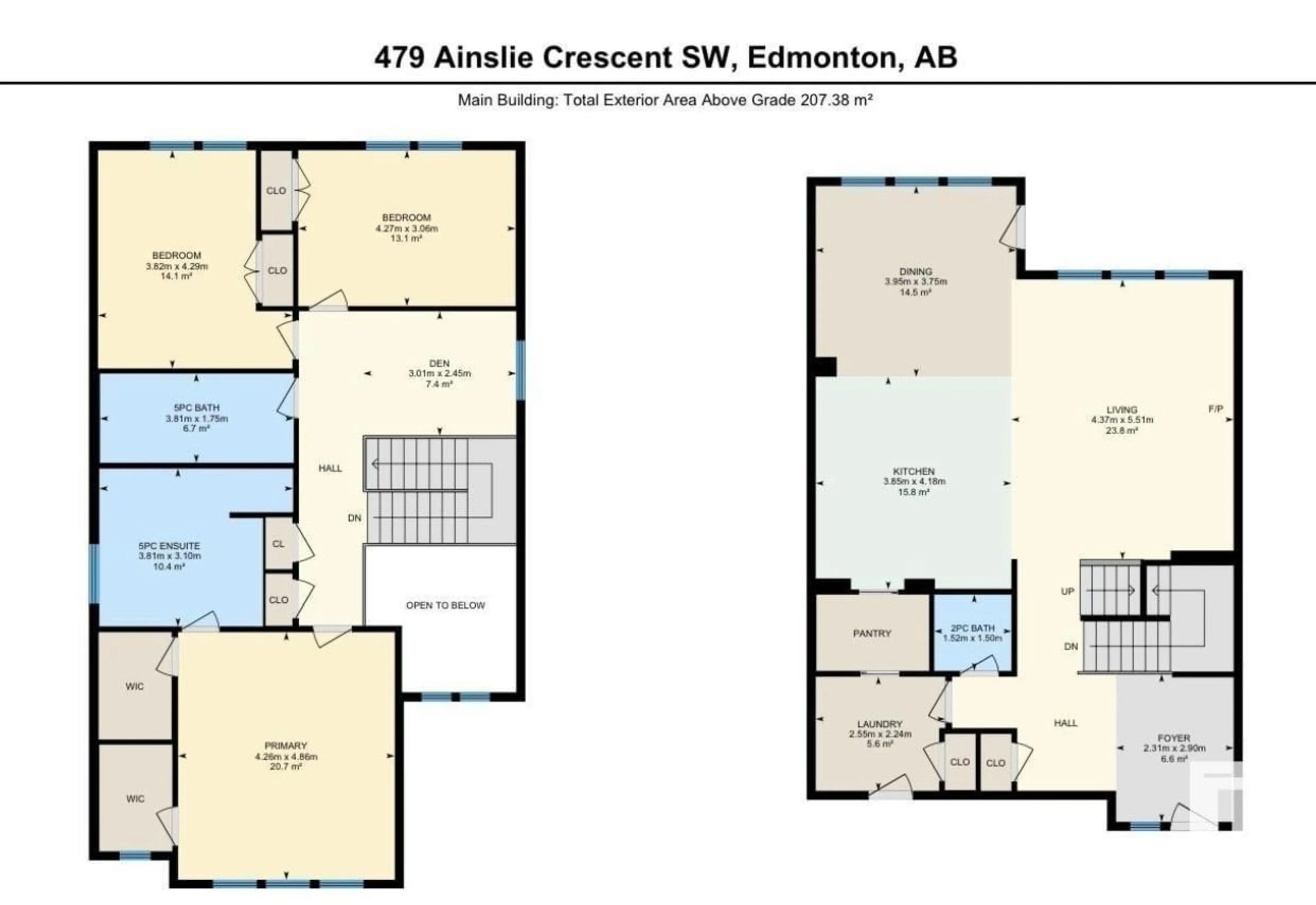 Floor plan for 479 Ainslie Crescent SW SW, Edmonton Alberta T6W0H7