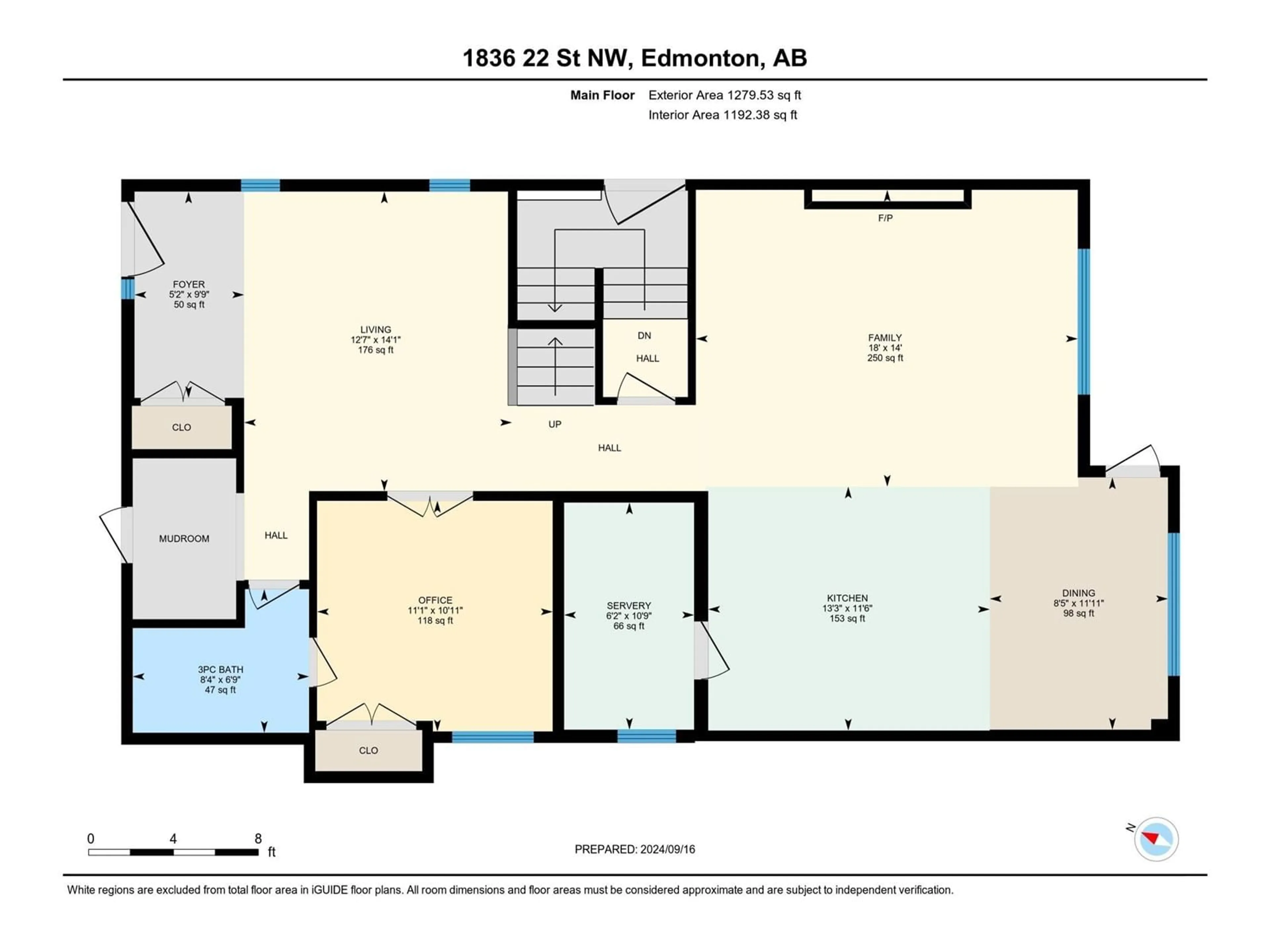 Floor plan for 1836 22 ST NW, Edmonton Alberta T6T2M5