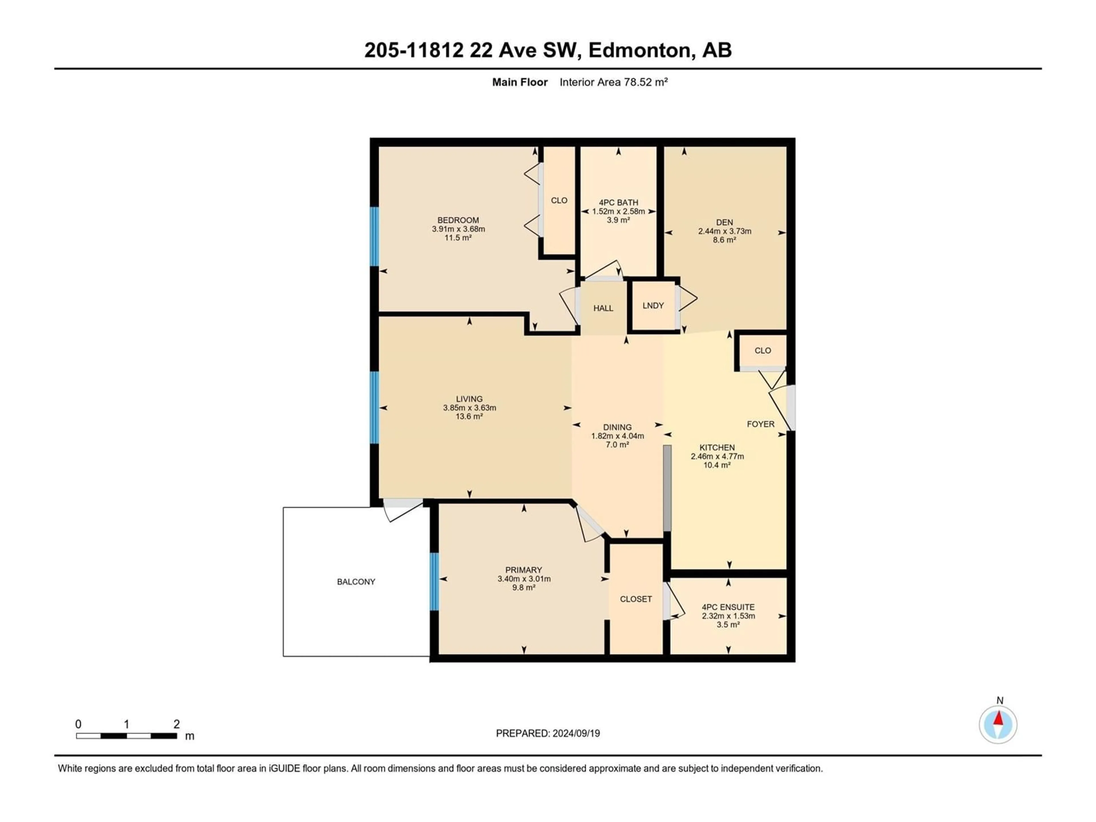 Floor plan for #205 11812 22 AV SW, Edmonton Alberta T6W2A2