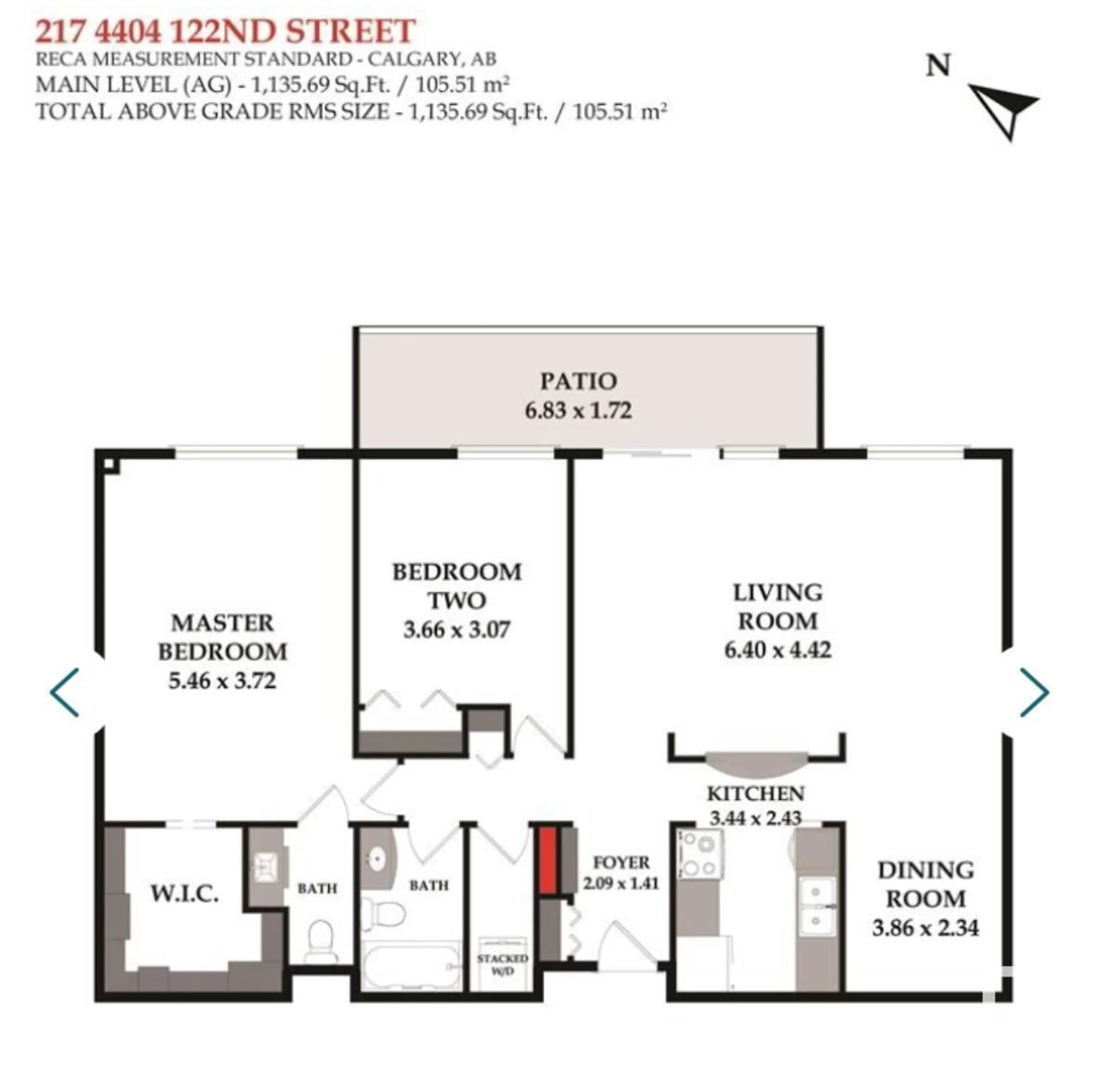 Floor plan for #217 4404 122 ST NW, Edmonton Alberta T6J4A9