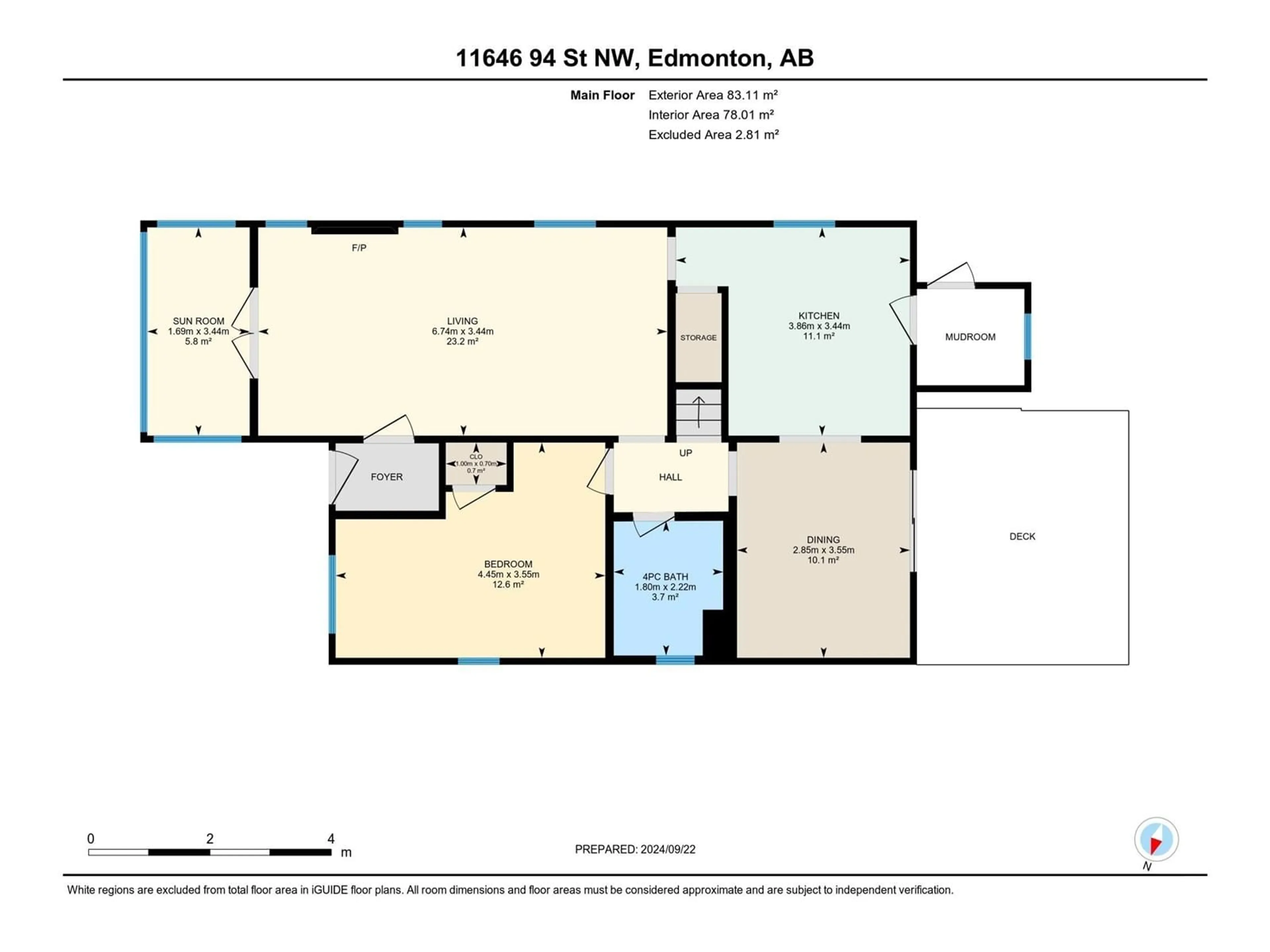 Floor plan for 11646 94 ST NW, Edmonton Alberta T5G1H8