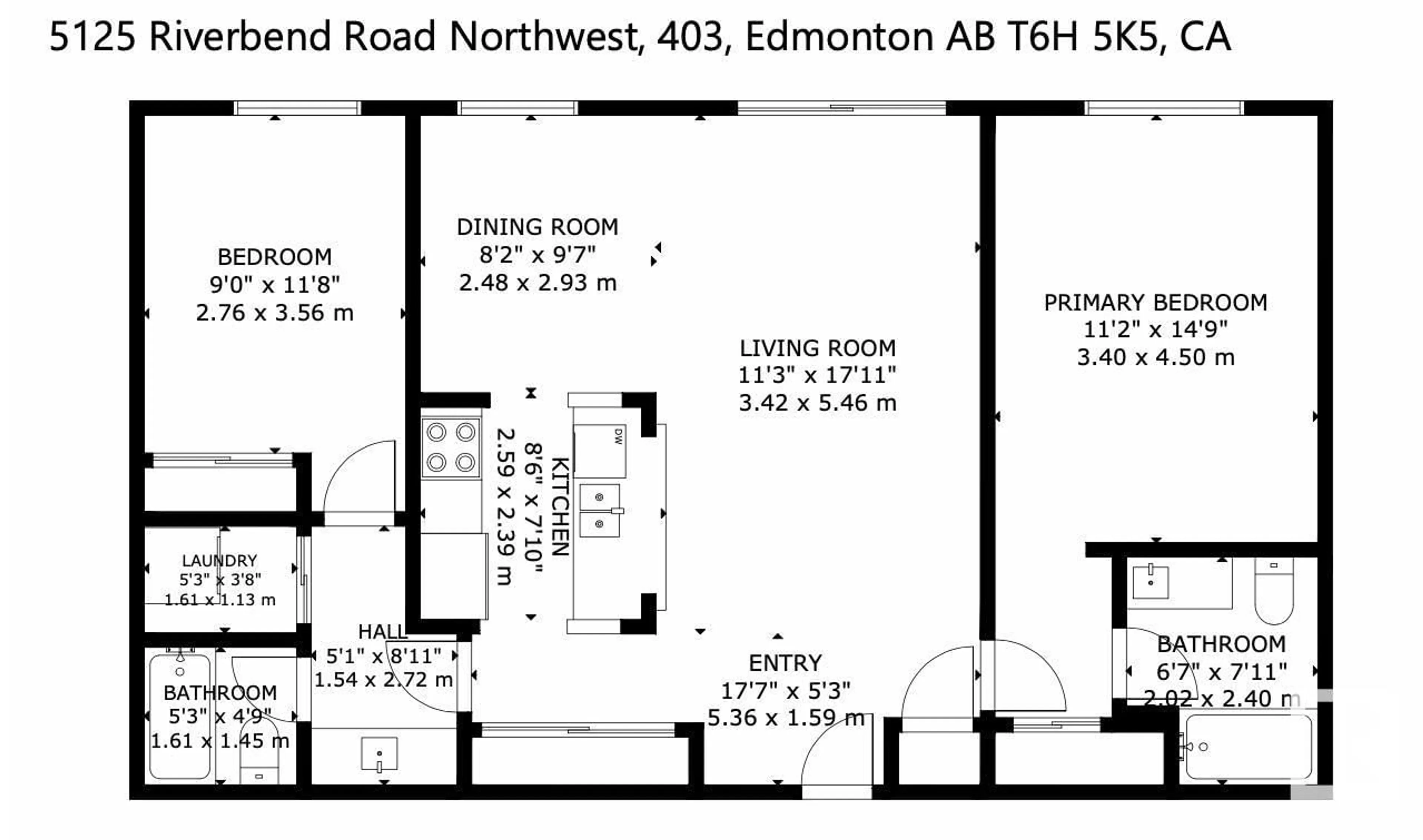 Floor plan for #403 5125 RIVERBEND RD NW, Edmonton Alberta T6H5K5