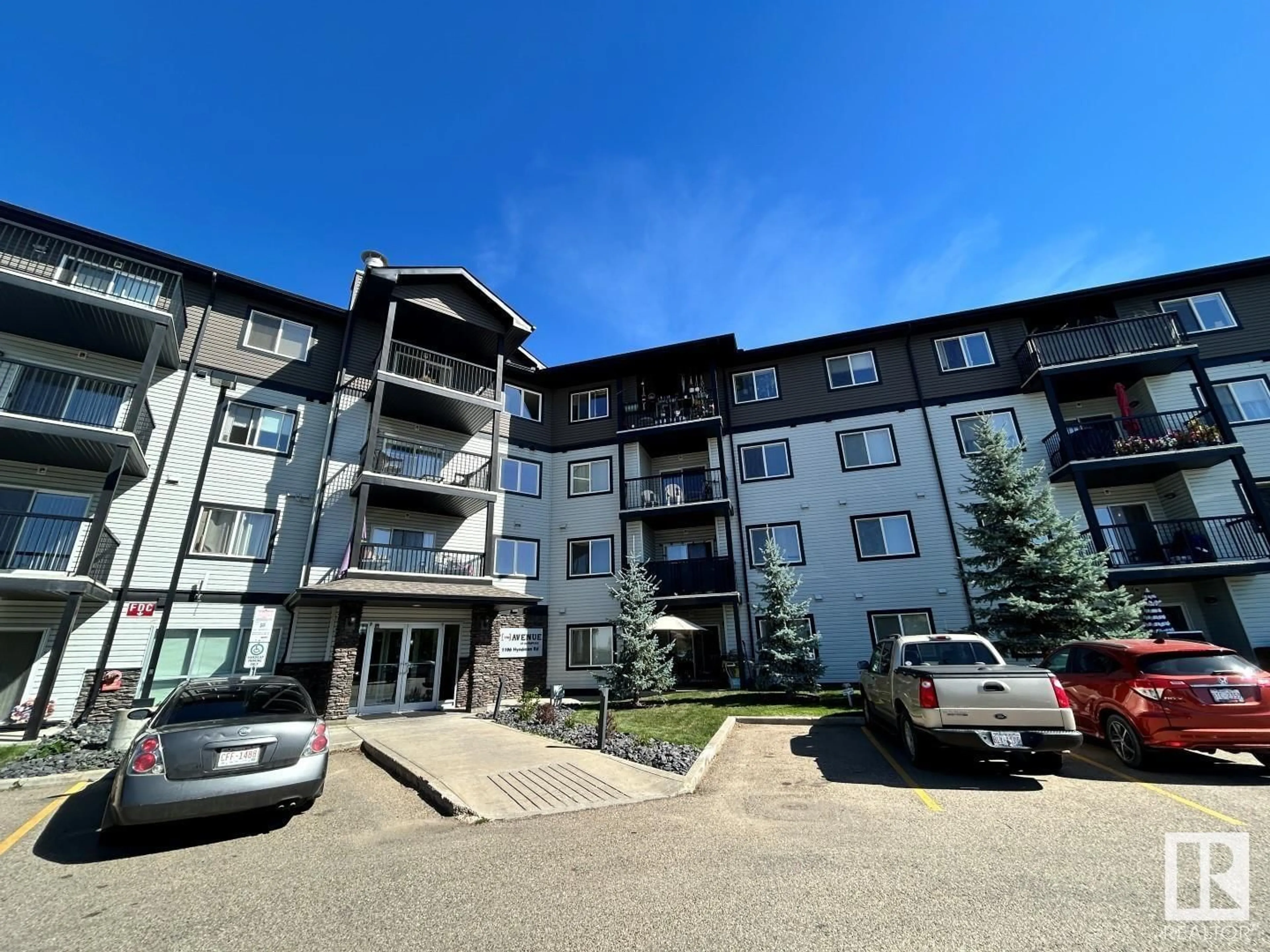 A pic from exterior of the house or condo, the front or back of building for #361 1196 HYNDMAN RD NW, Edmonton Alberta T5A0X8