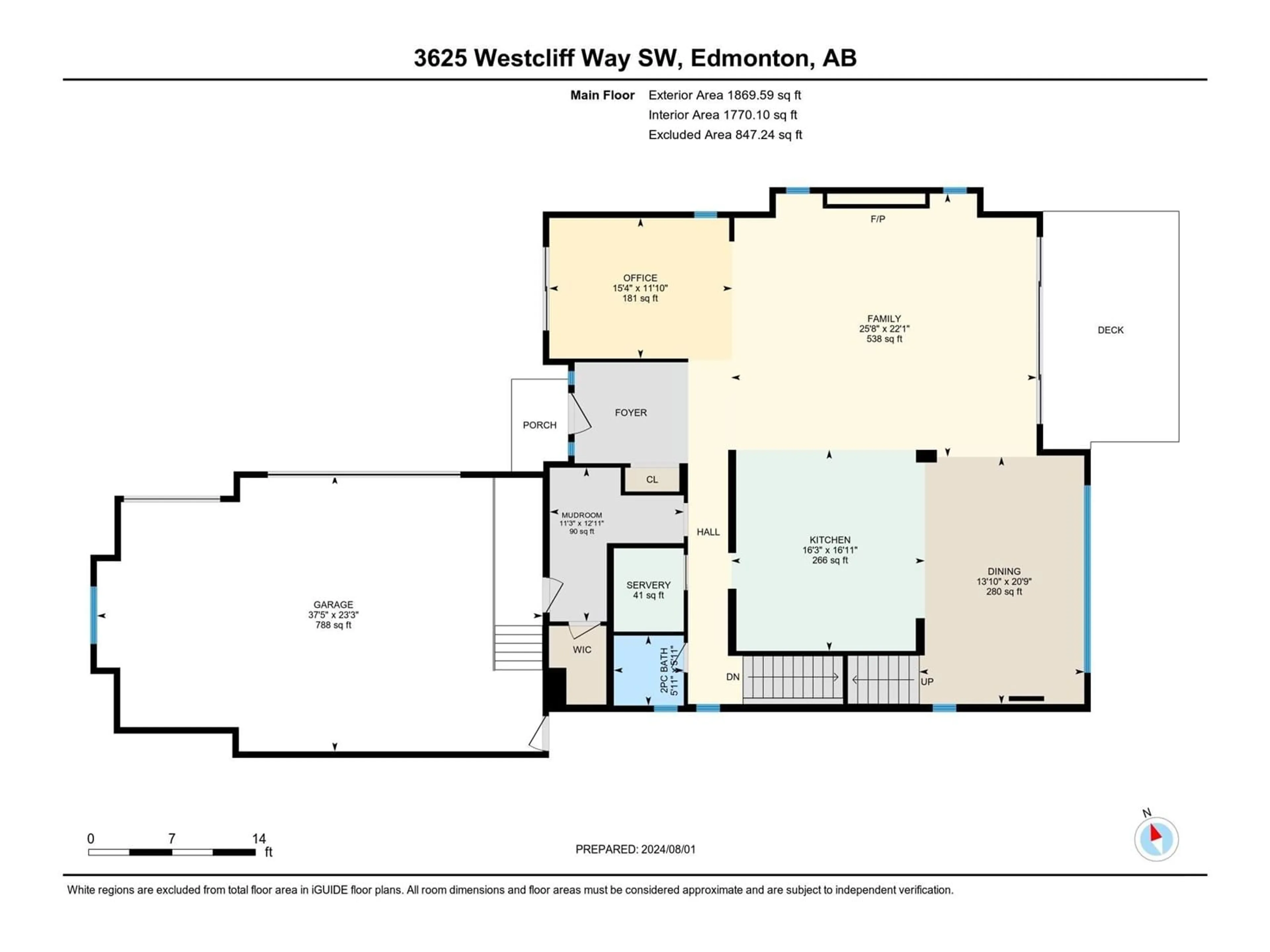 Floor plan for 3625 Westcliff WY SW, Edmonton Alberta T6W2L2