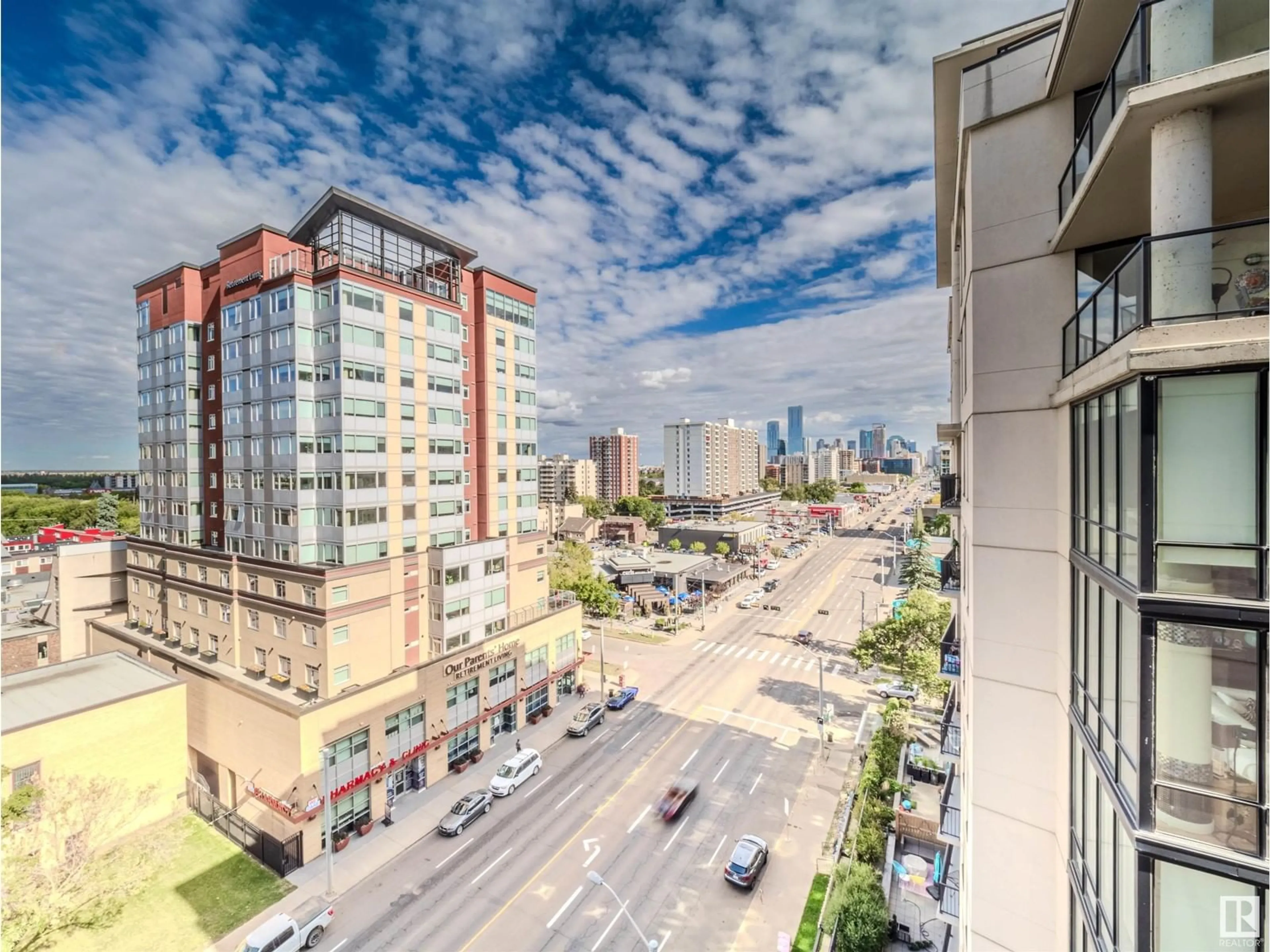 A pic from exterior of the house or condo, the view of city buildings for #902 11933 JASPER AV NW, Edmonton Alberta T5K0P1