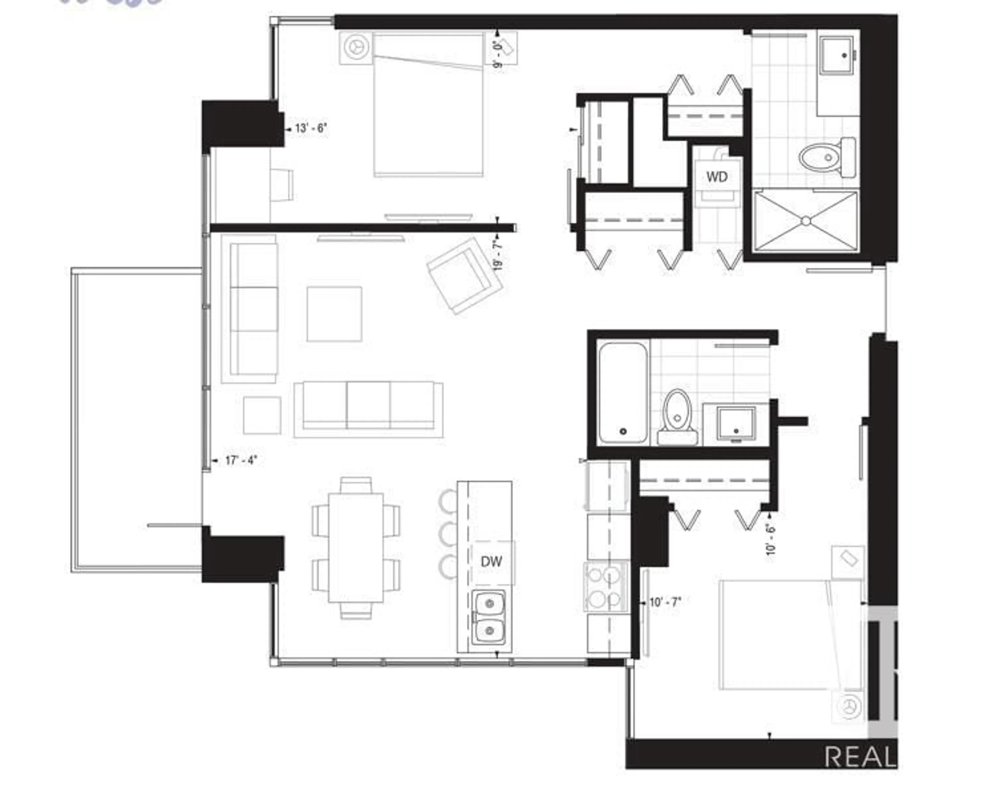 Floor plan for #3301 10180 103 ST NW, Edmonton Alberta T5J0L1