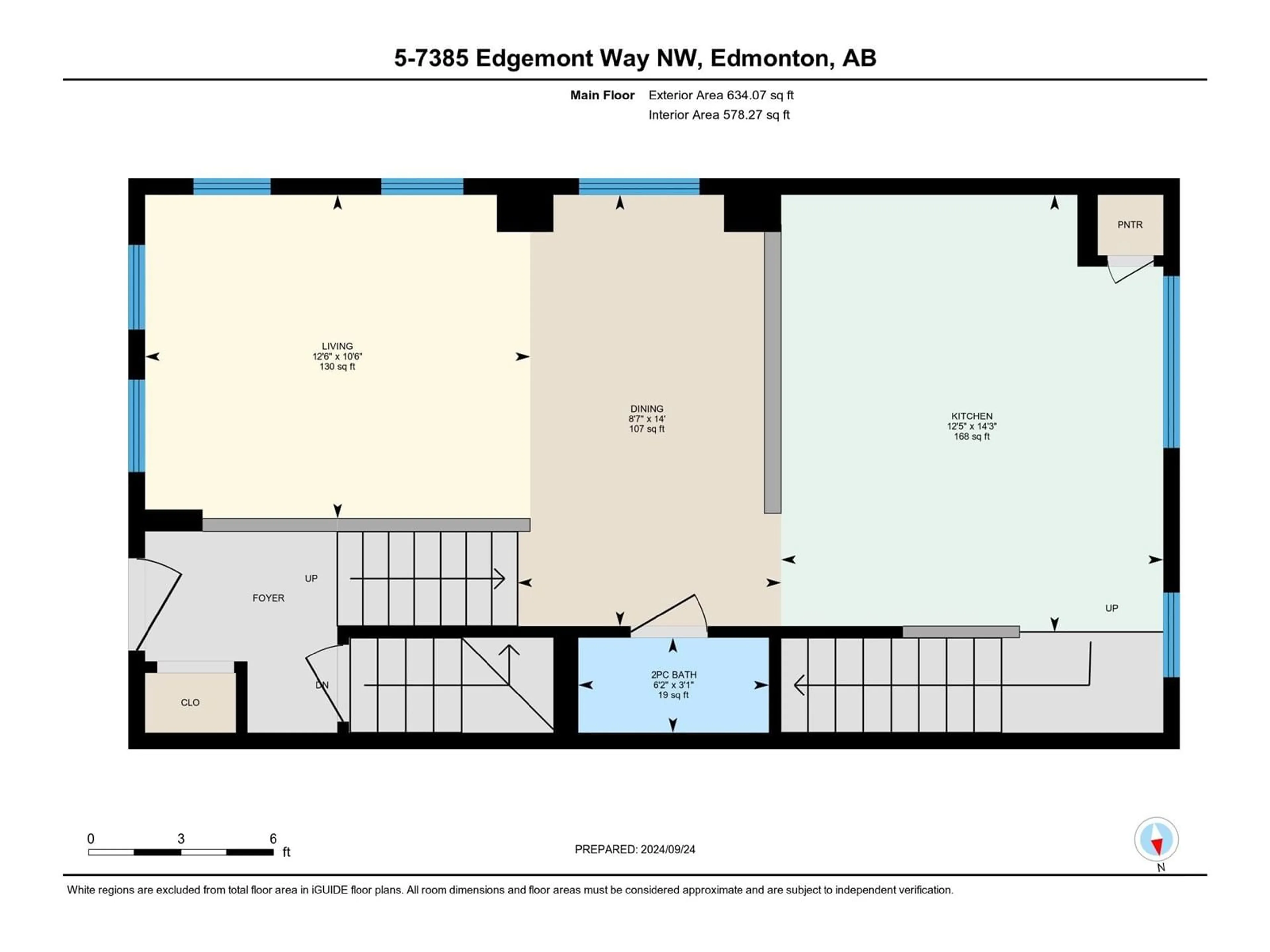 Floor plan for #5 7385 Edgemont Way NW, Edmonton Alberta T6M0R9