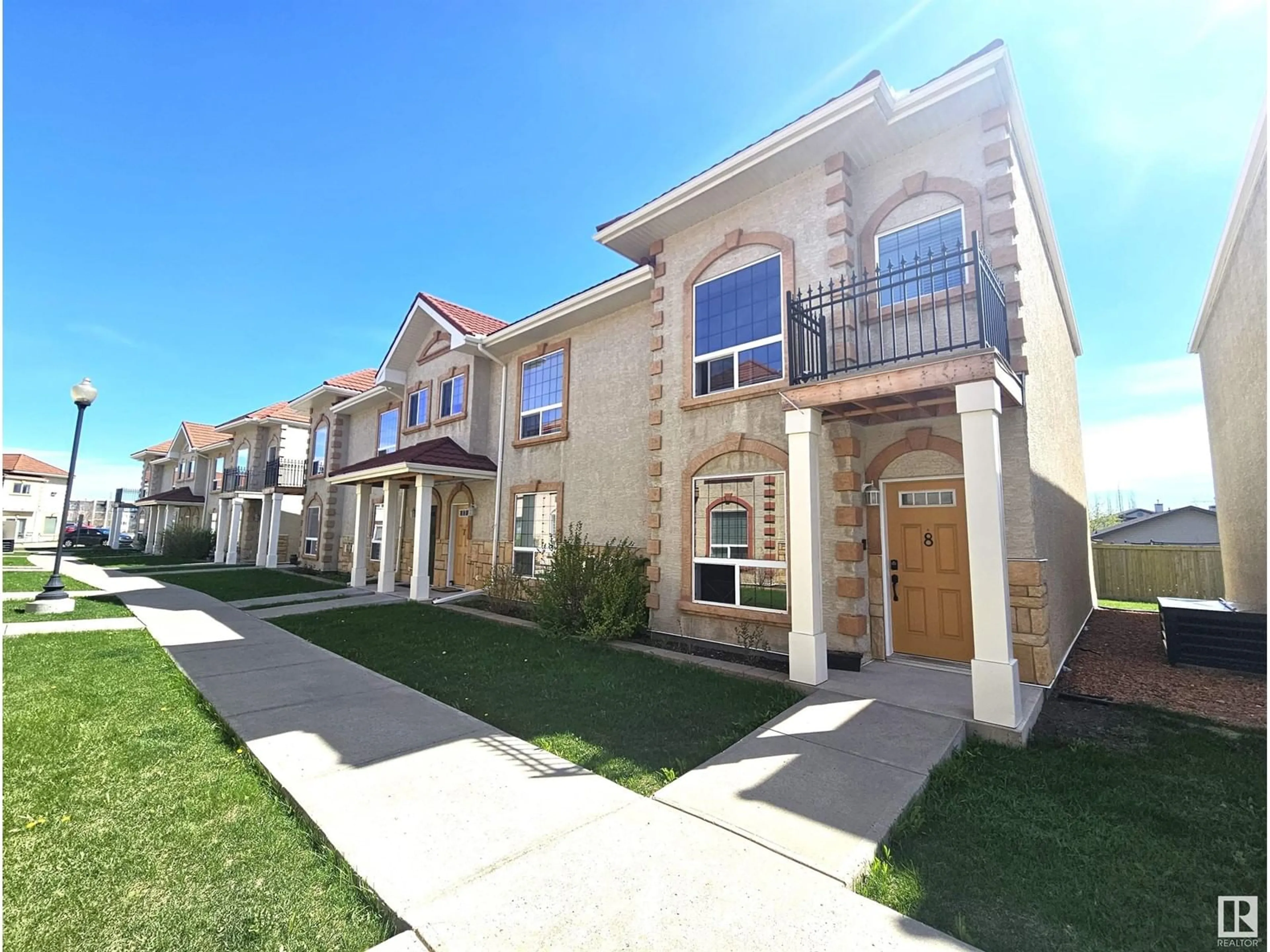 A pic from exterior of the house or condo, the street view for #8 13825 155 AV NW, Edmonton Alberta T6V0B8