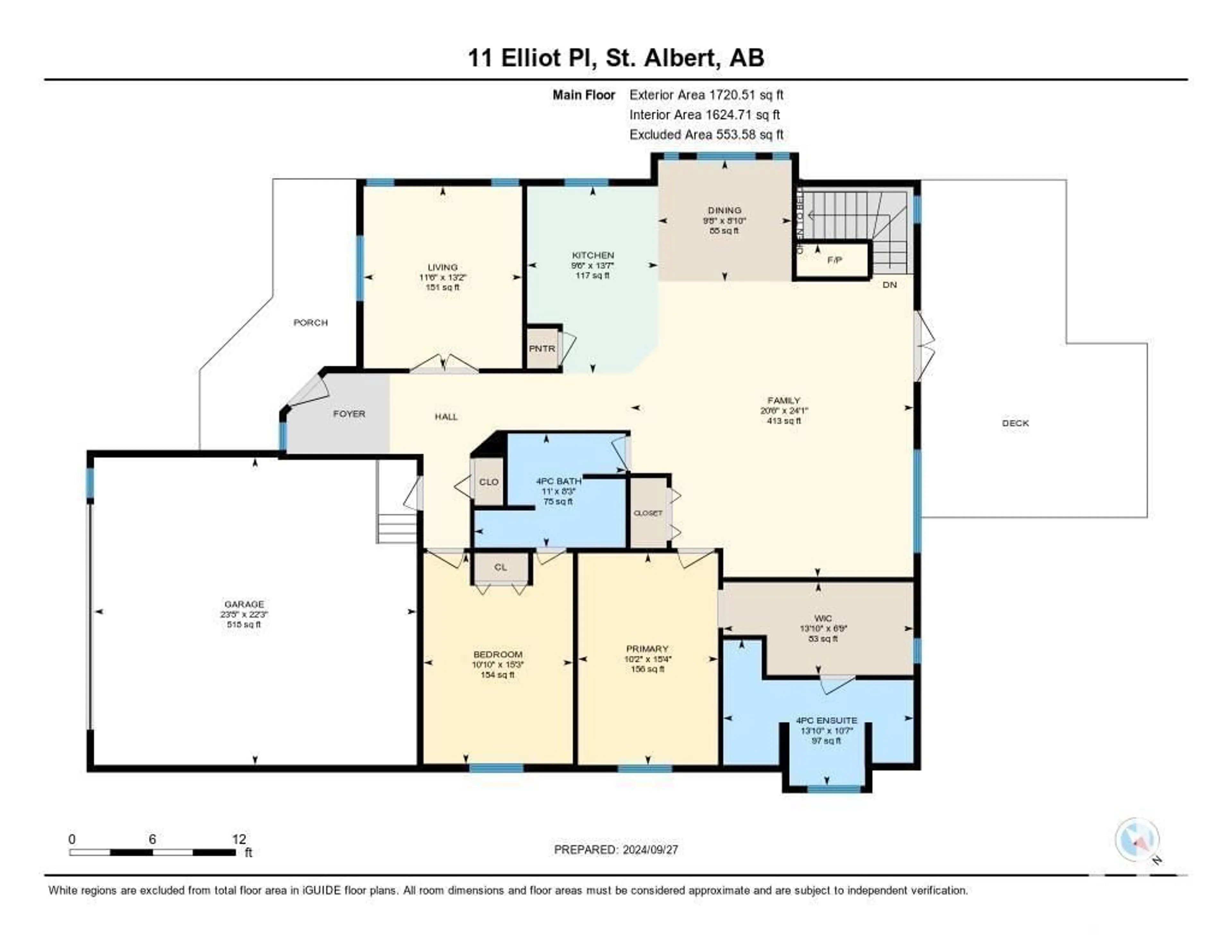 Floor plan for 11 Elliot PL, St. Albert Alberta T8N5S5