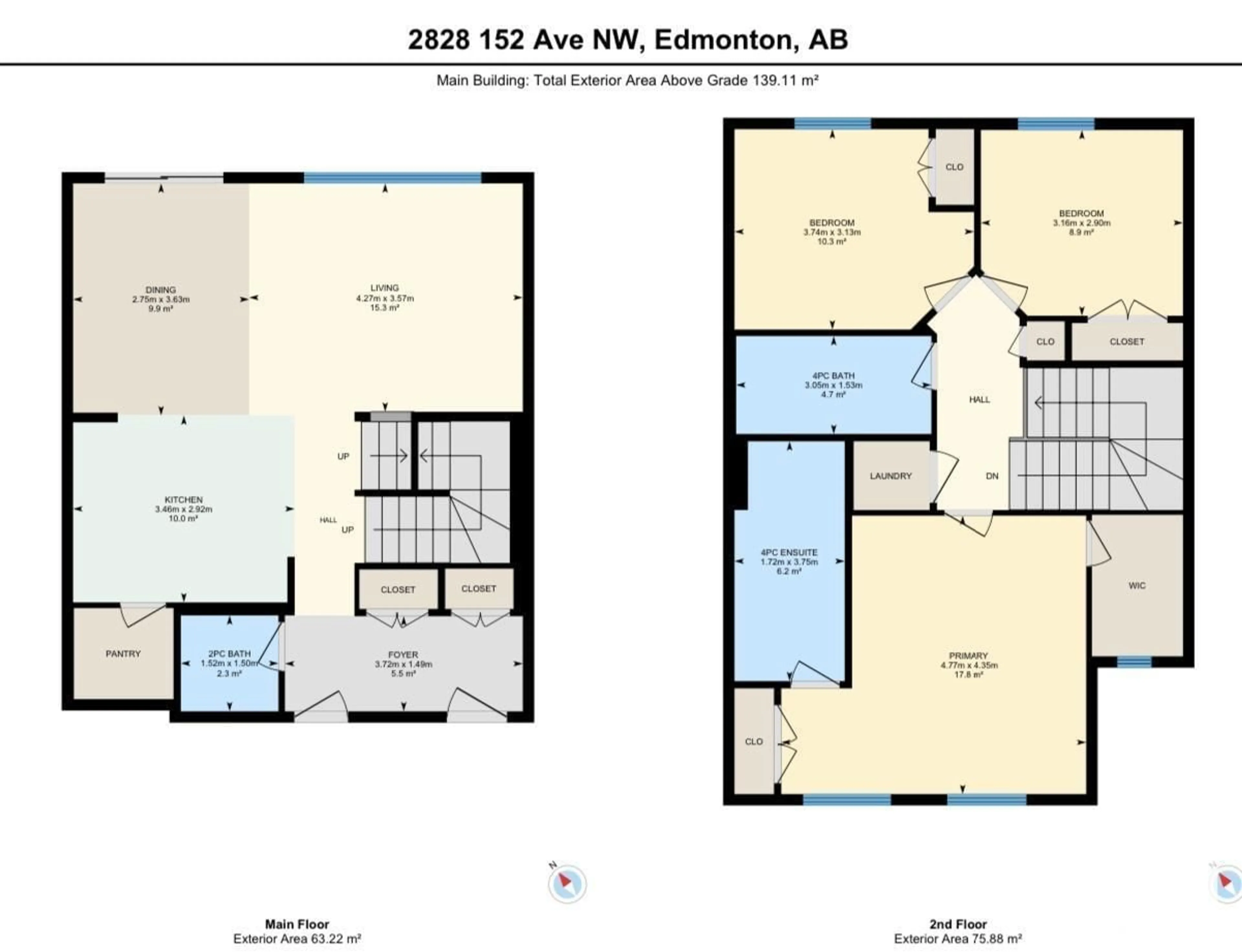 Floor plan for 2828 152 AVE NW, Edmonton Alberta T5Y3Y8