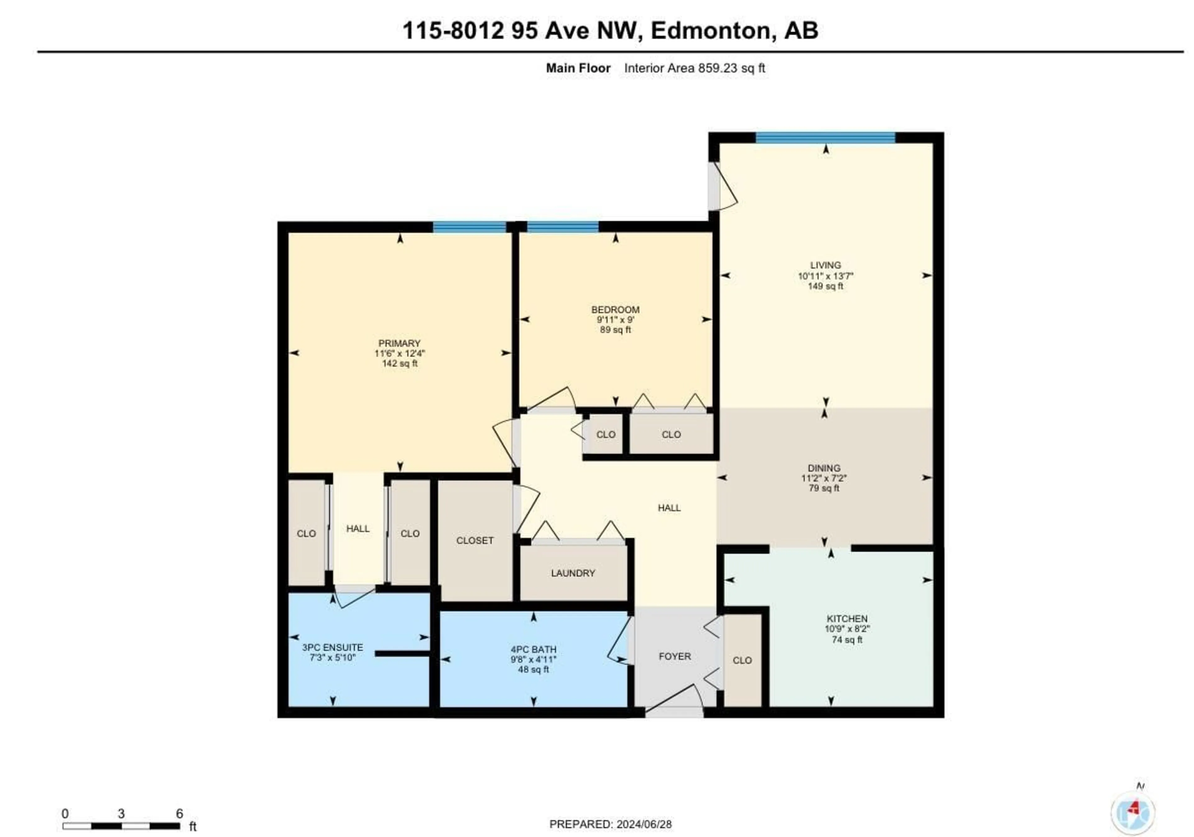 Floor plan for #115 18012 95 AV NW, Edmonton Alberta T5T5Z2