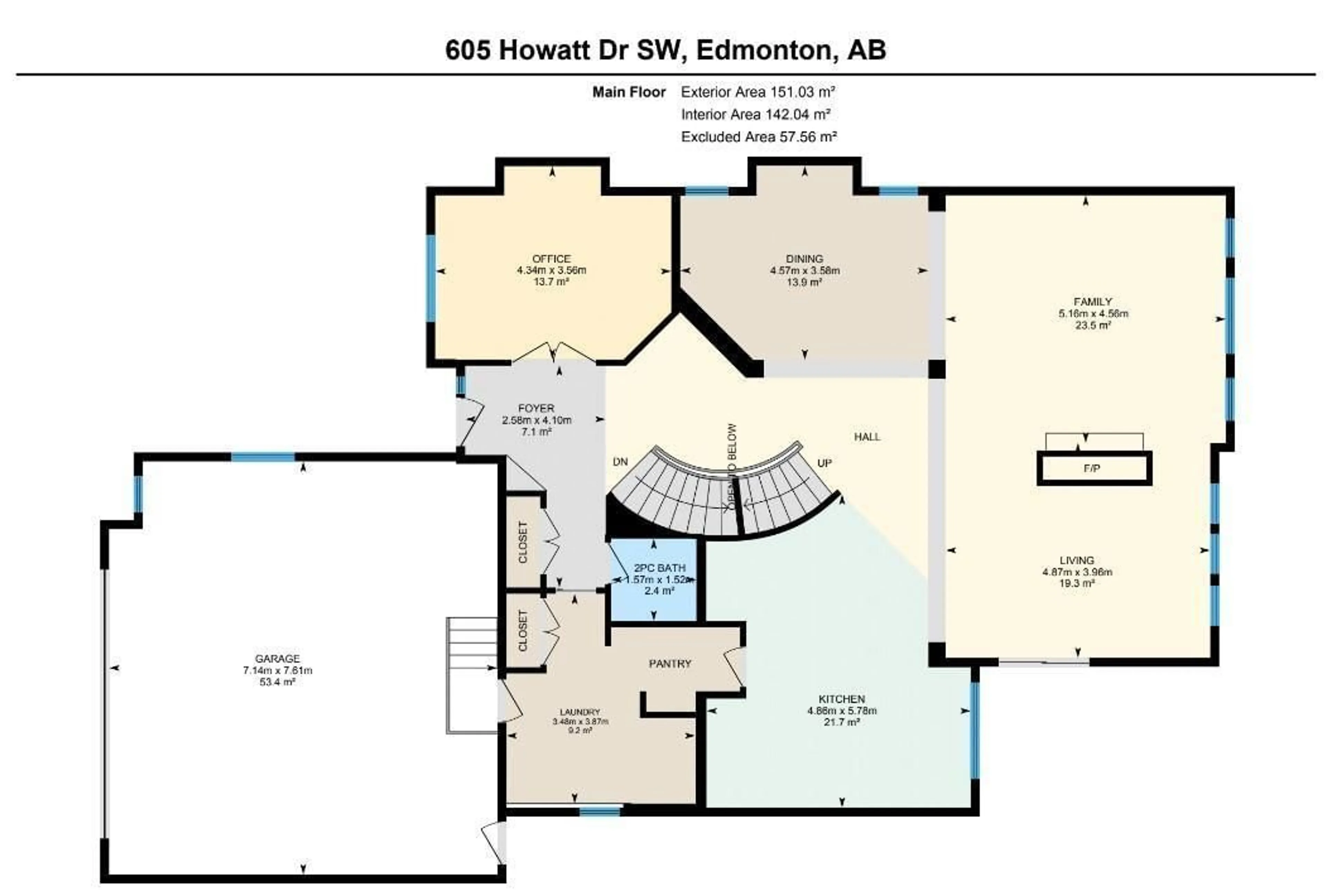 Floor plan for 605 HOWATT DR SW, Edmonton Alberta T6W2T6