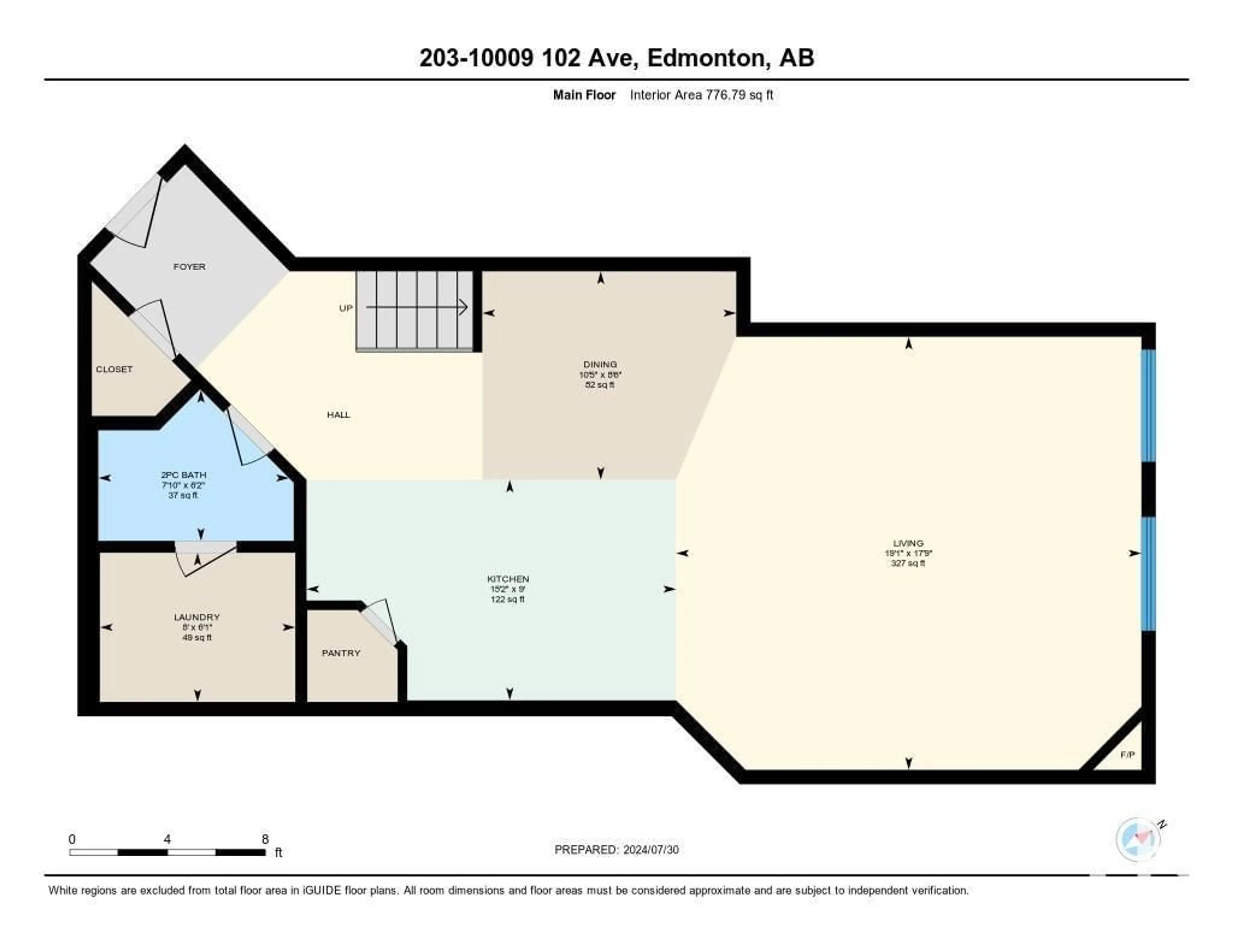 Floor plan for #203 10009 102 AV NW, Edmonton Alberta T5J5B6