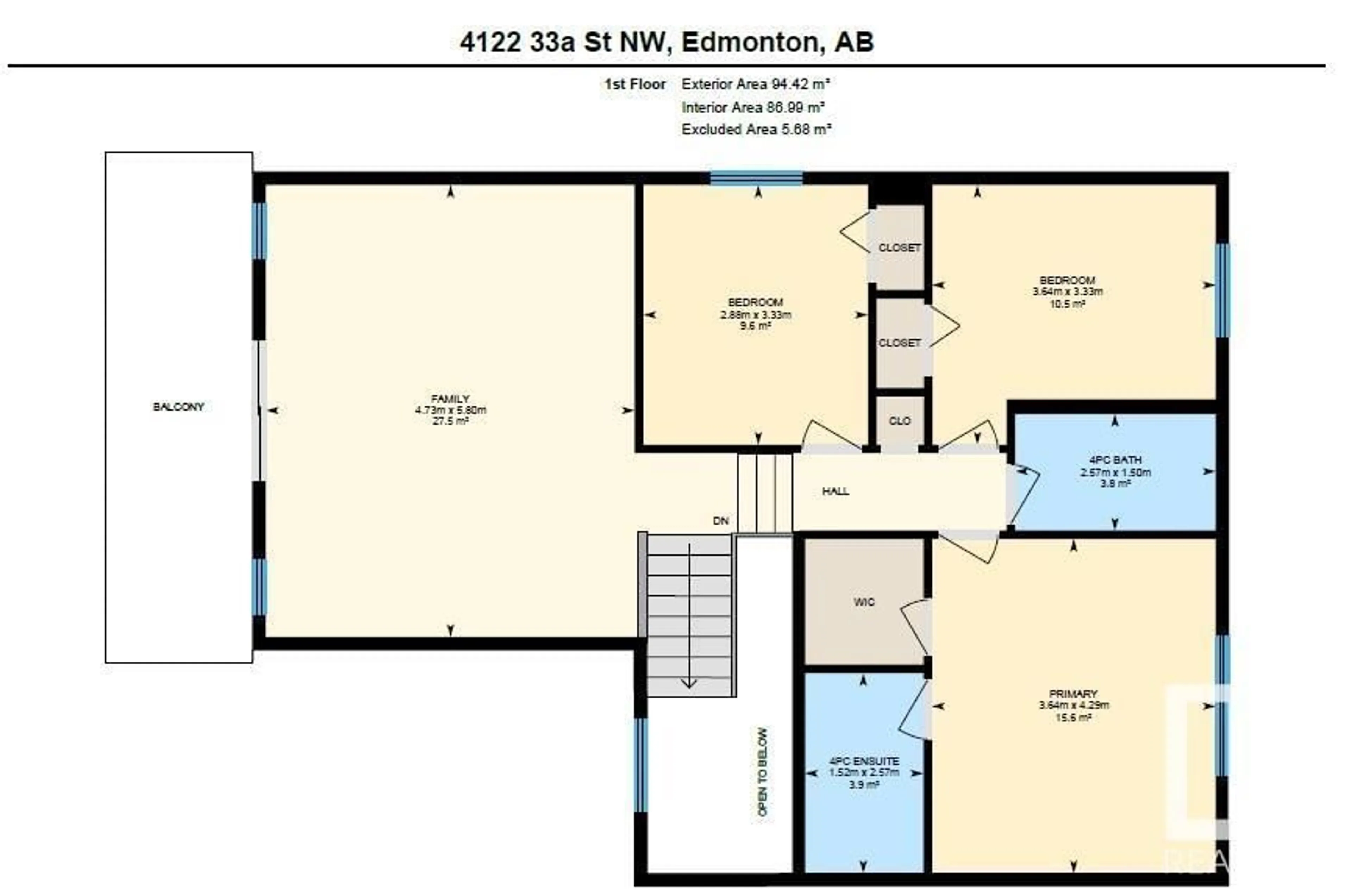 Floor plan for 4122 33A ST NW, Edmonton Alberta T6T1R4