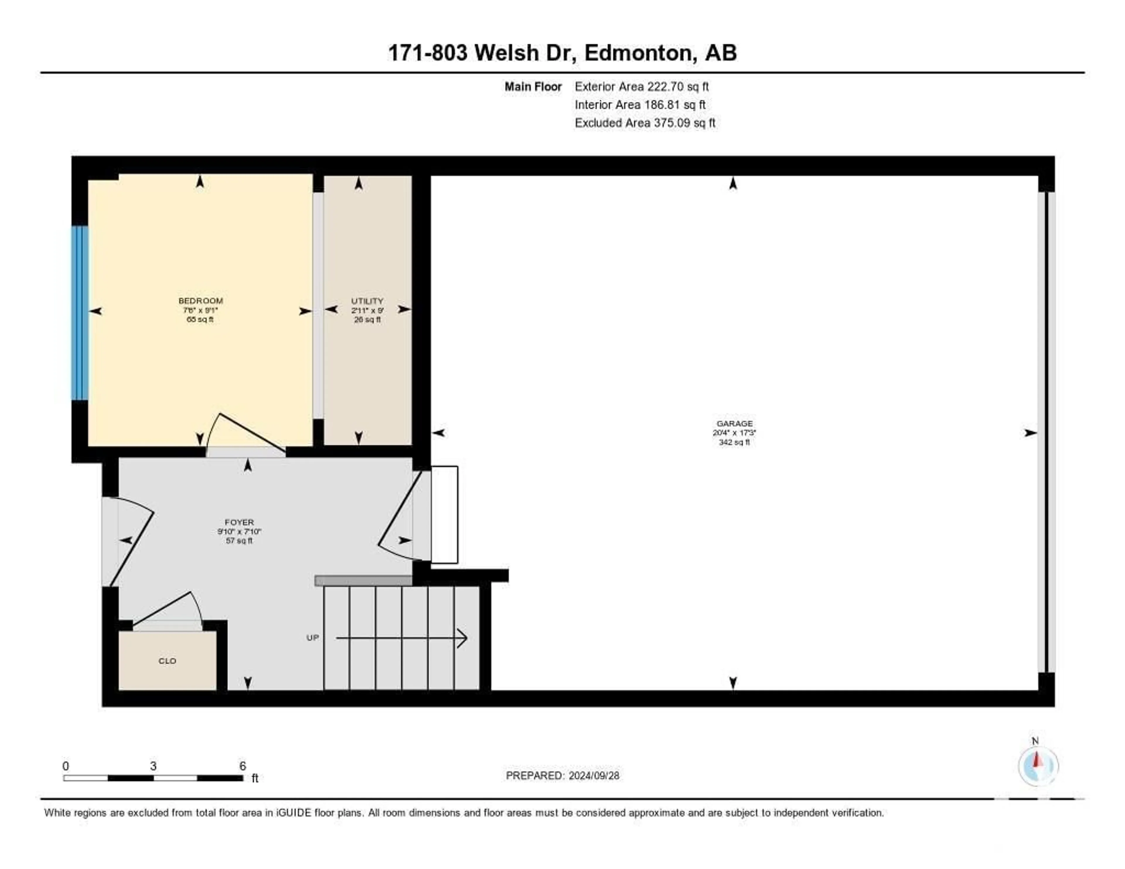 Floor plan for #171 804 Welsh Drive W SW, Edmonton Alberta T6X1Y8