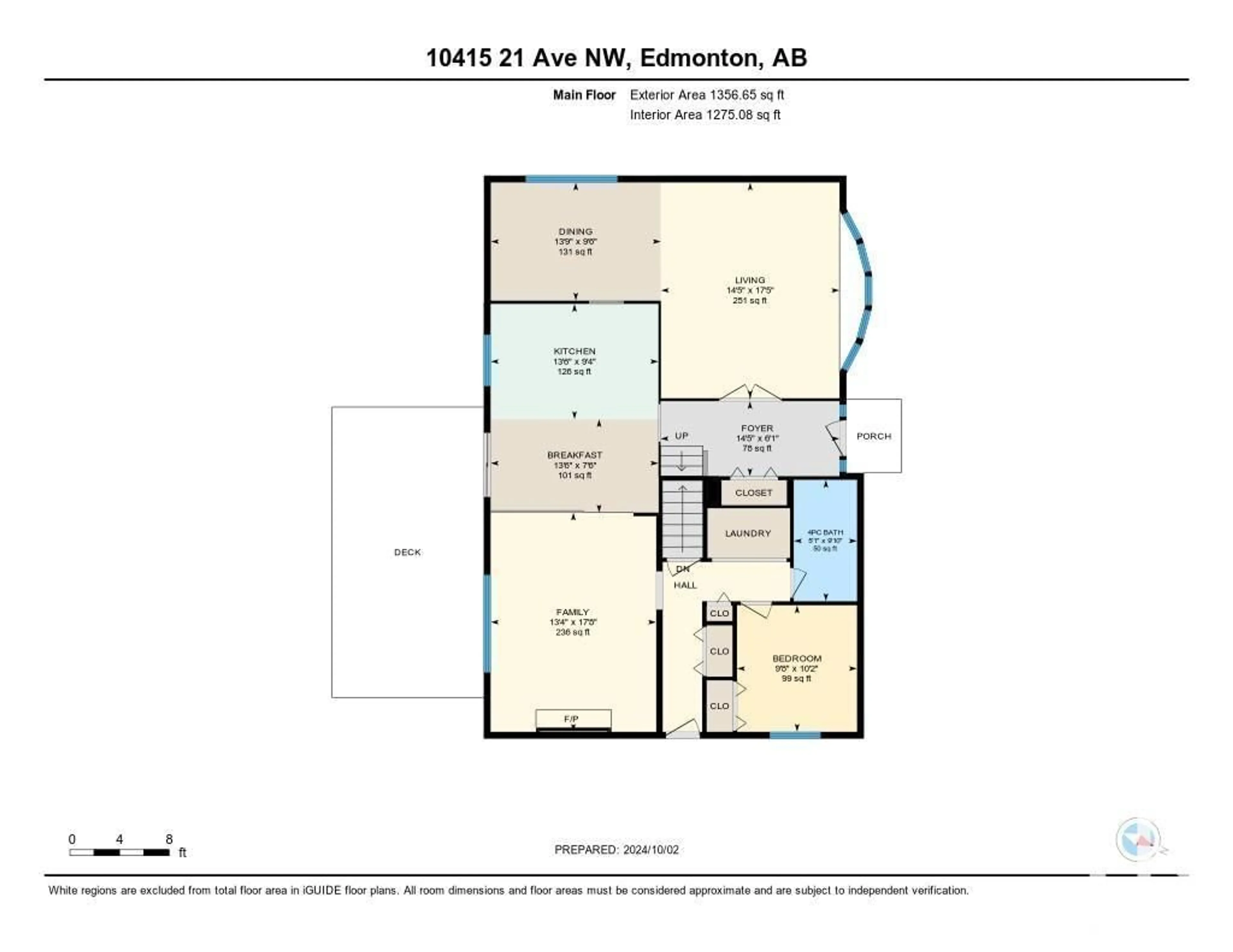 Floor plan for 10415 21 AV NW, Edmonton Alberta T6J5E9