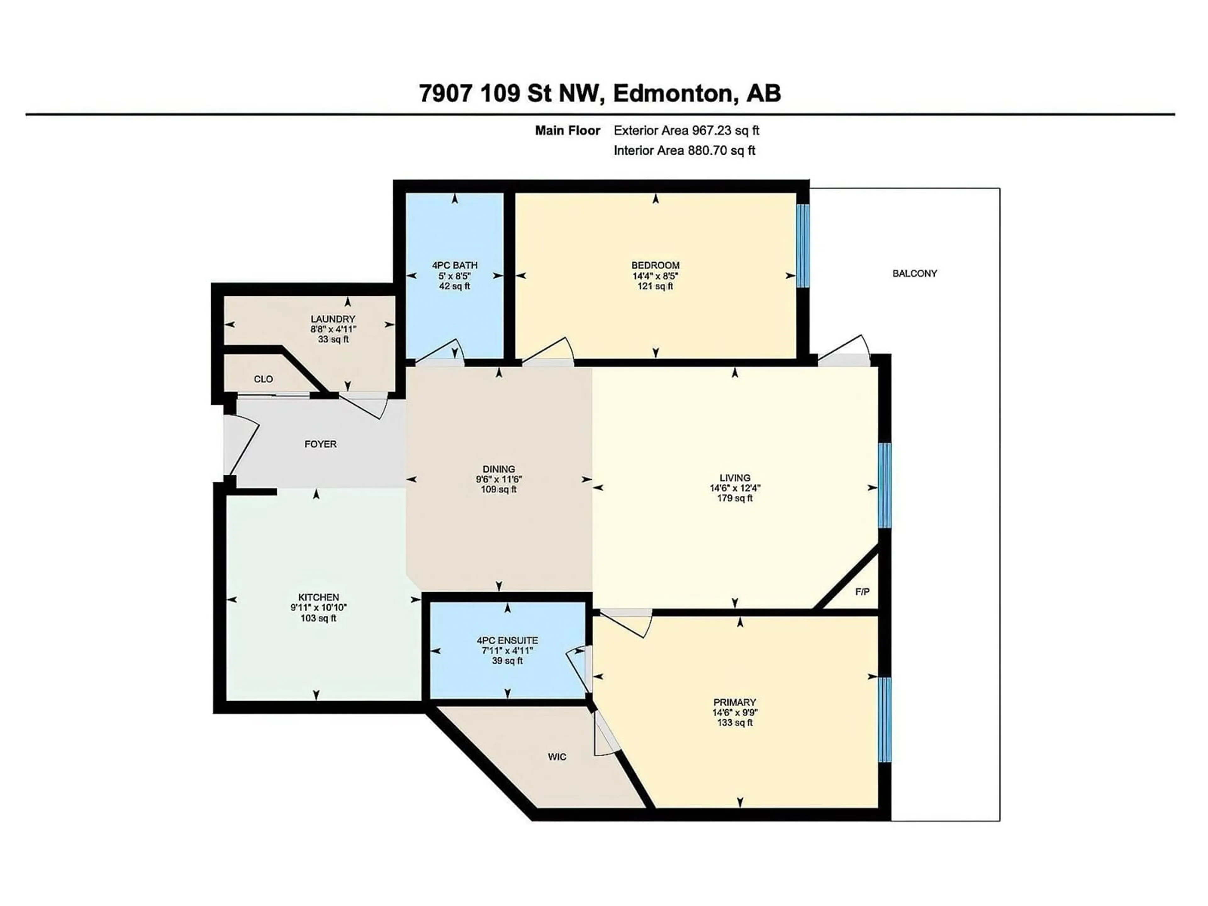 Floor plan for #105 7907 109 ST NW, Edmonton Alberta T6G1C7