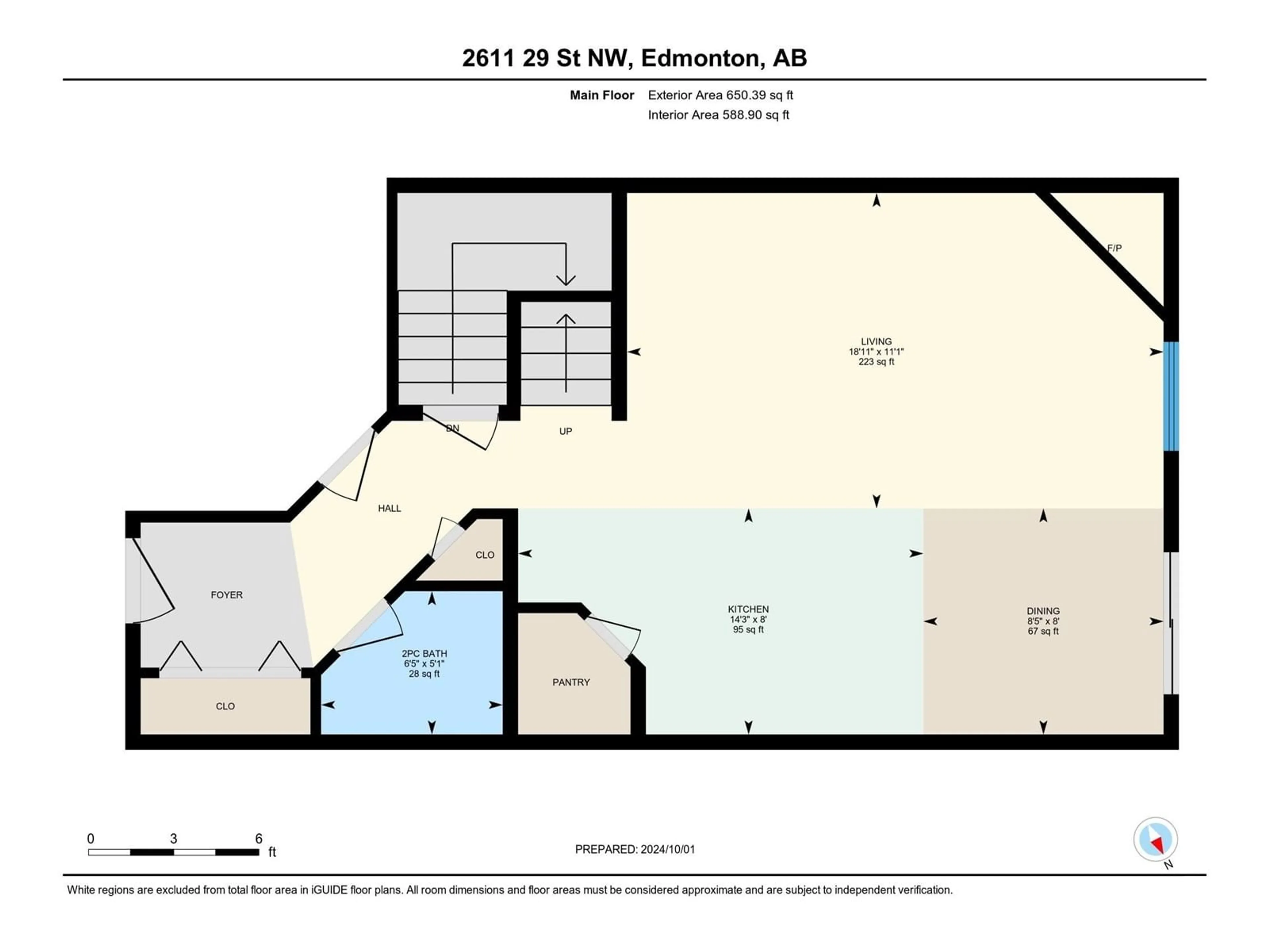 Floor plan for 2611 29St NW, Edmonton Alberta T6T0G8