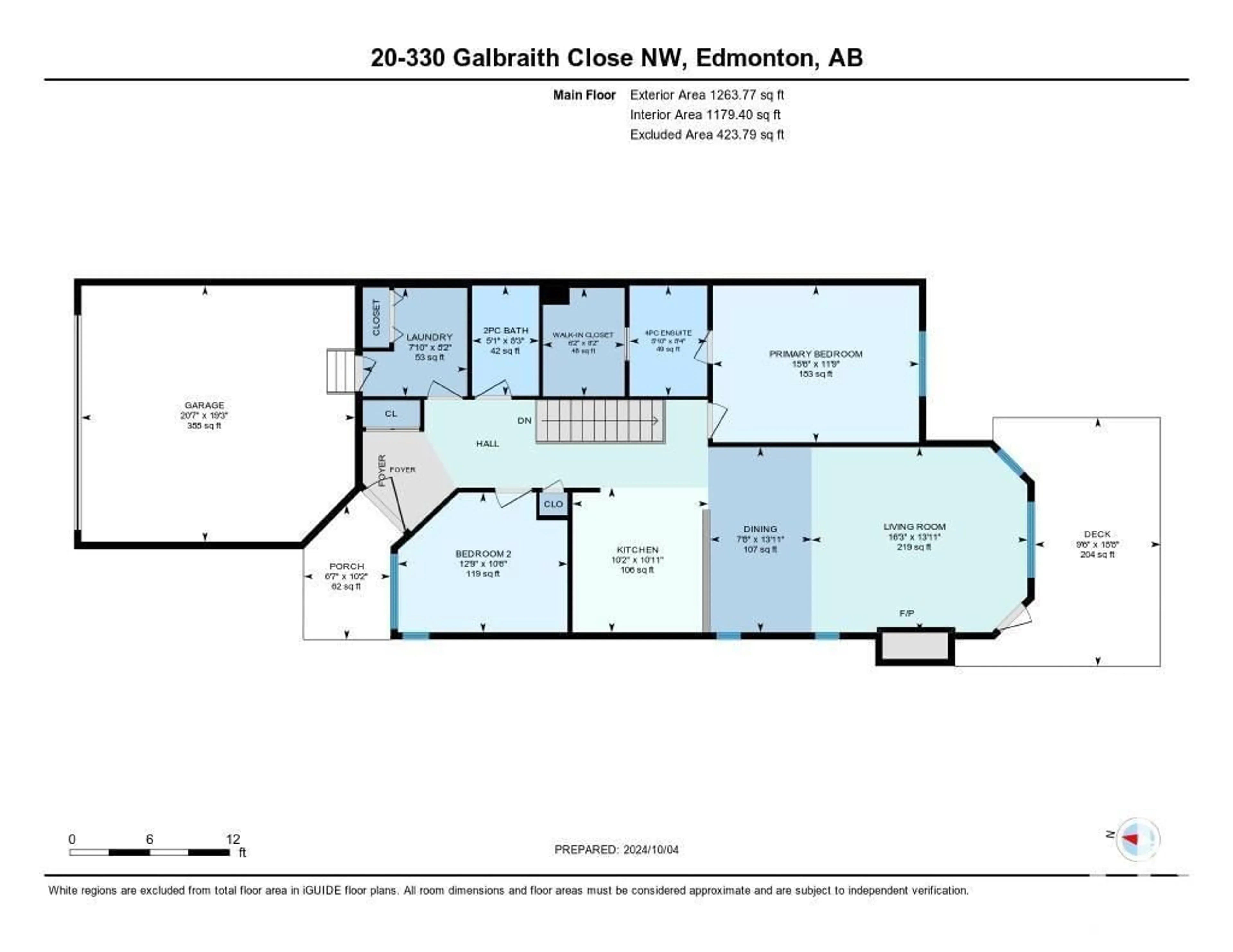 Floor plan for #20 330 GALBRAITH CL NW, Edmonton Alberta T5T6L7