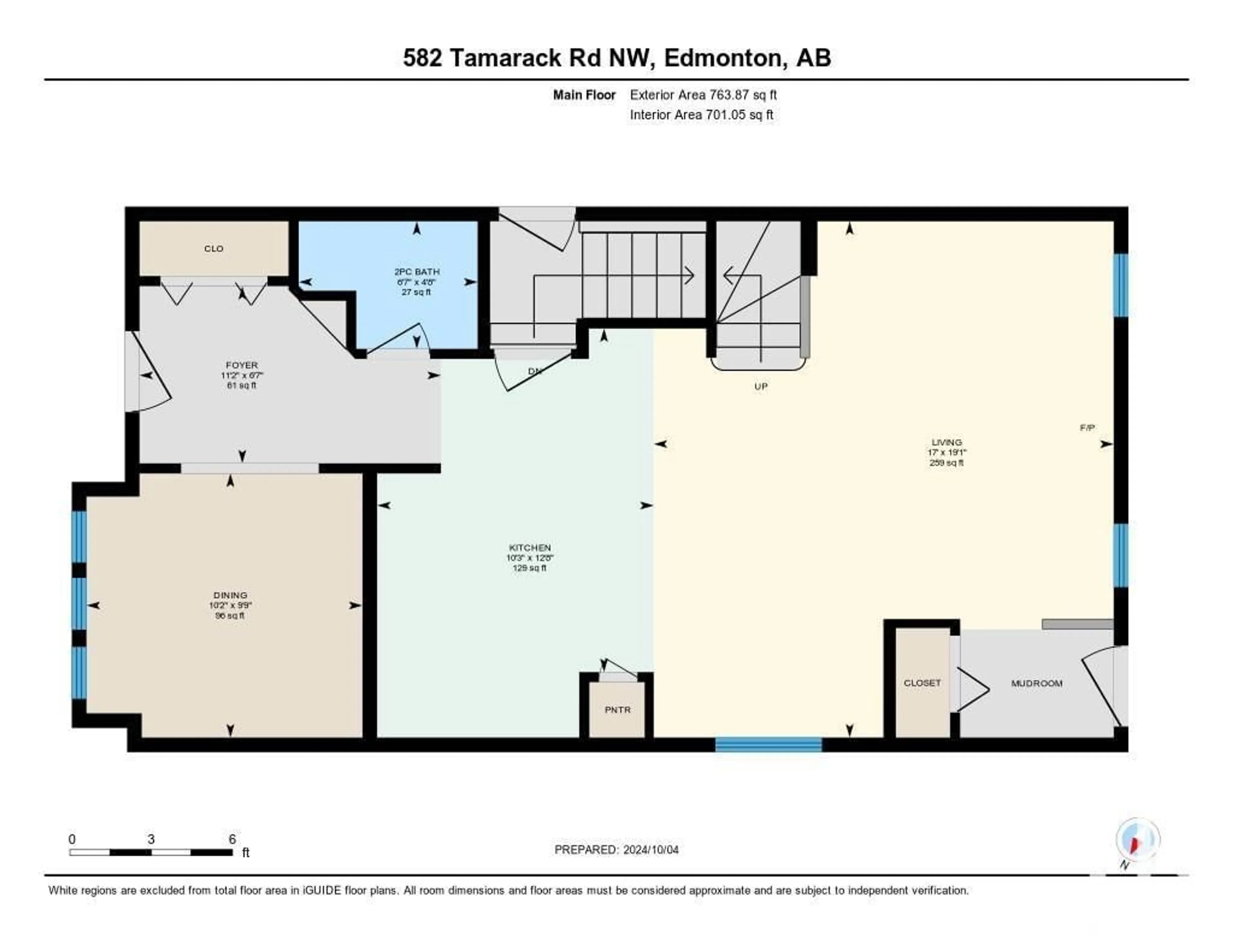 Floor plan for 582 TAMARACK RD NW, Edmonton Alberta T6T0M8