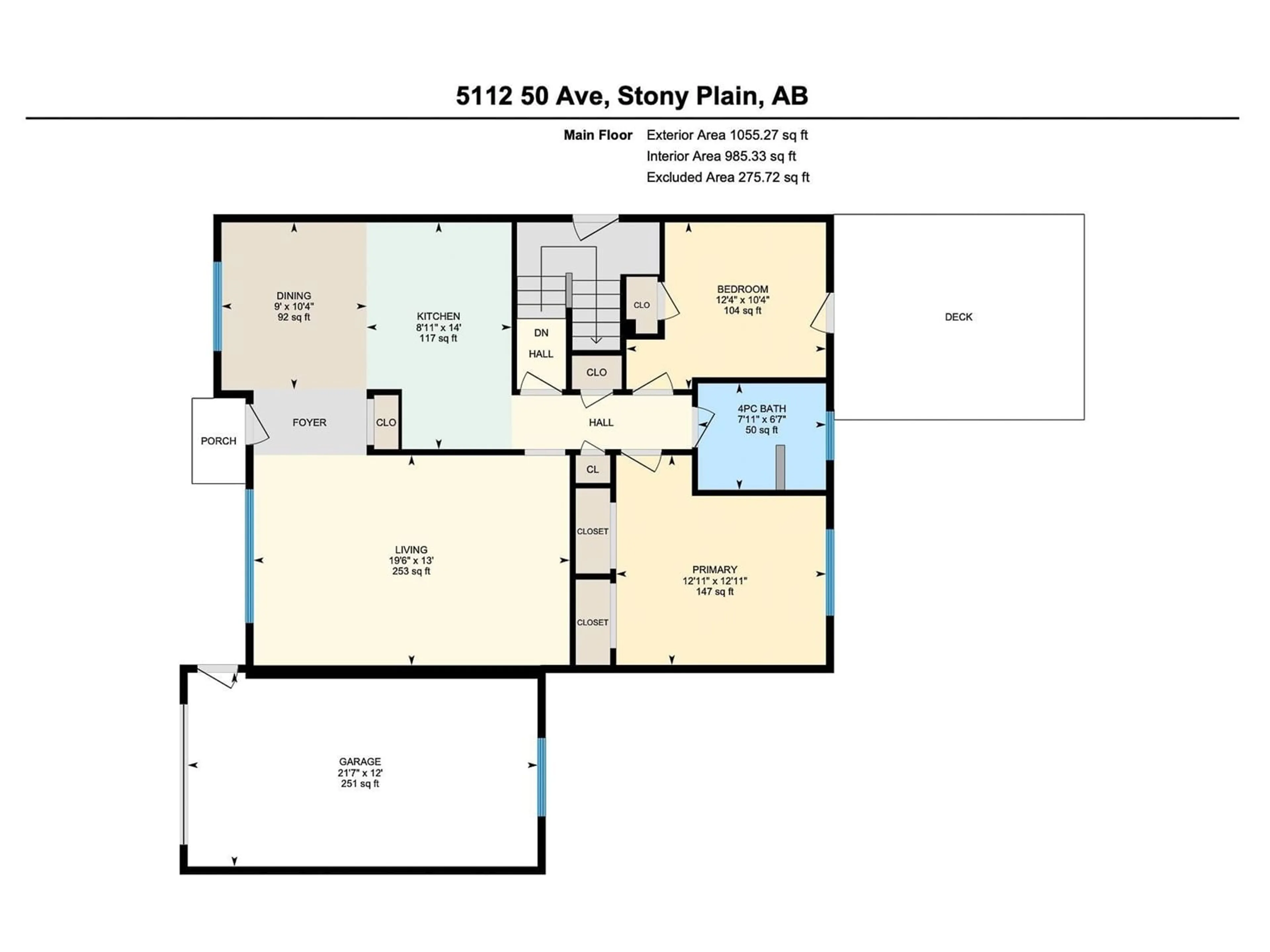 Floor plan for 5112 50 AV, Stony Plain Alberta T7Z1C3