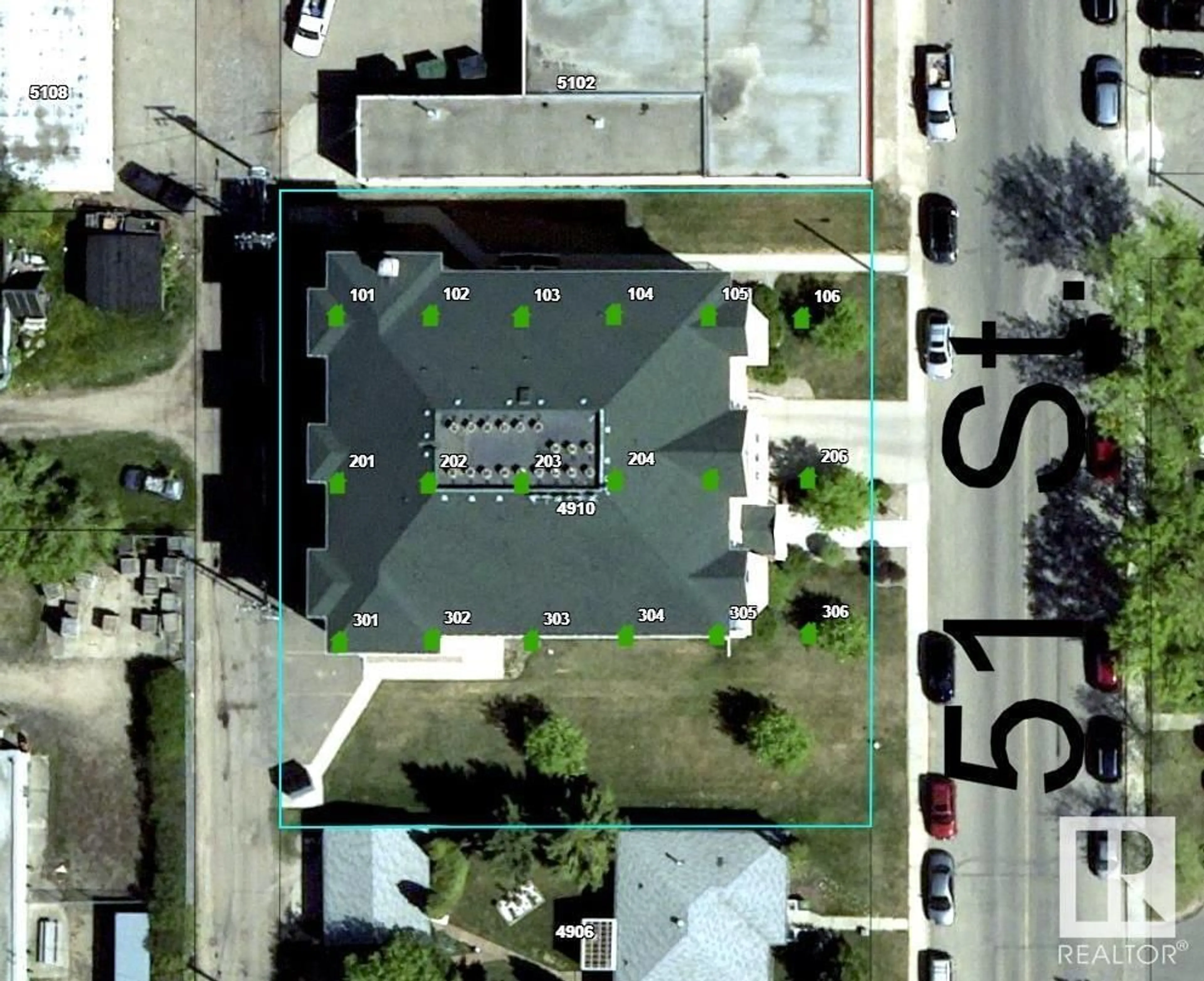 A pic from outside/outdoor area/front of a property/back of a property/a pic from drone, street for #305 - 4910 51 ST, Bonnyville Town Alberta T9N2P8