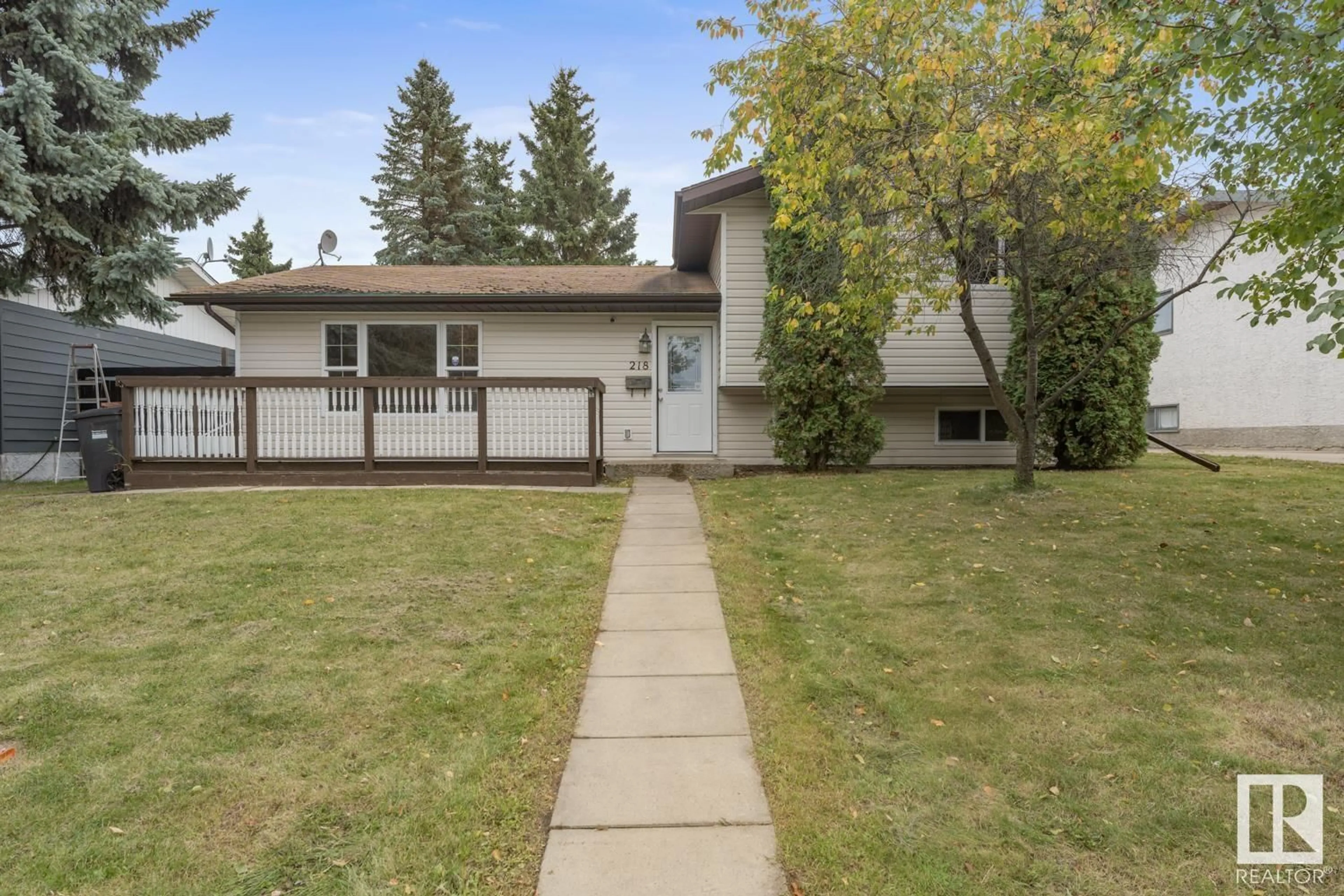 A pic from exterior of the house or condo, the fenced backyard for 218 20 ST, Cold Lake Alberta T9M1E2