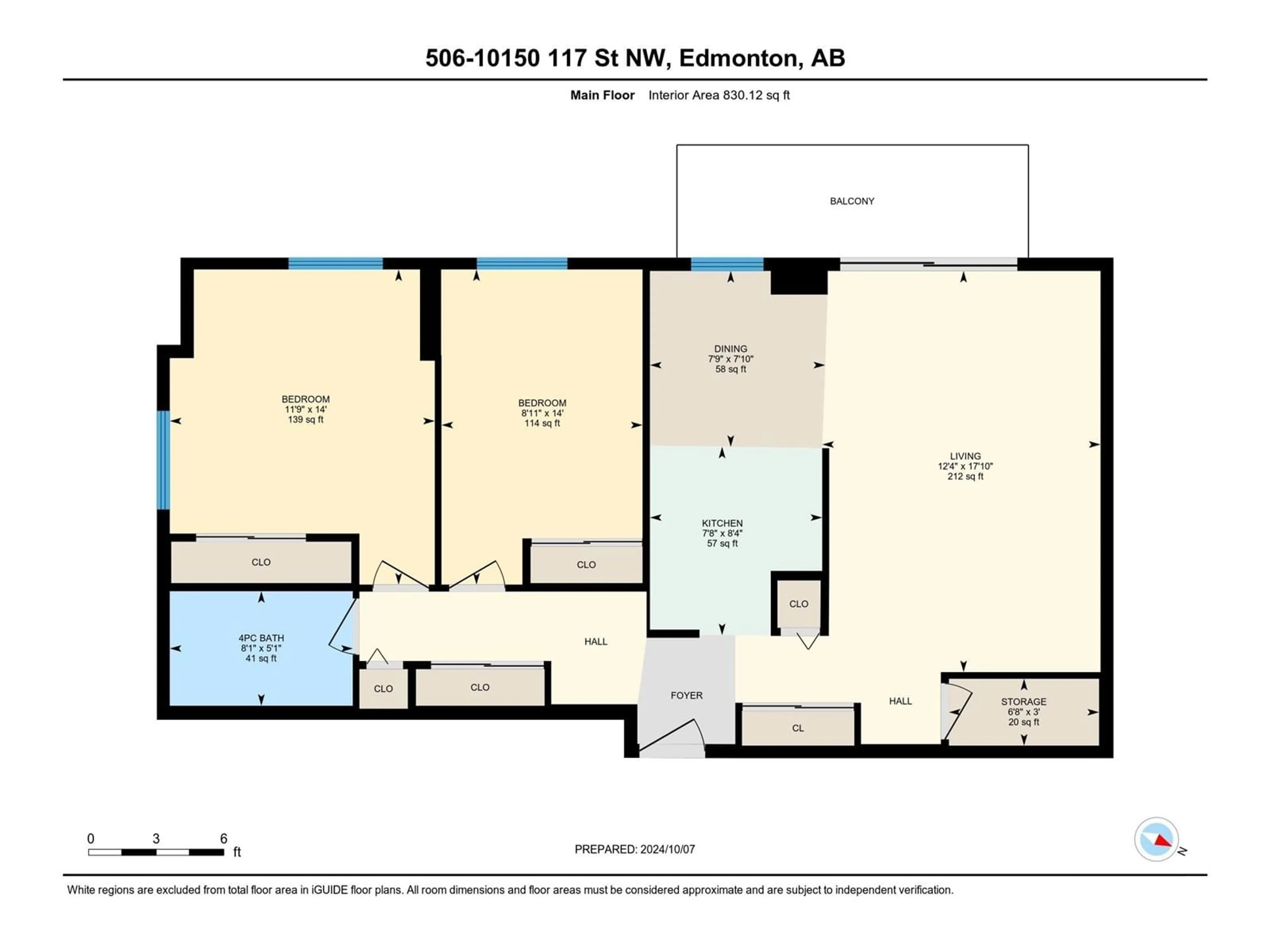 Floor plan for #506 10150 117 ST NW, Edmonton Alberta T5K2J2