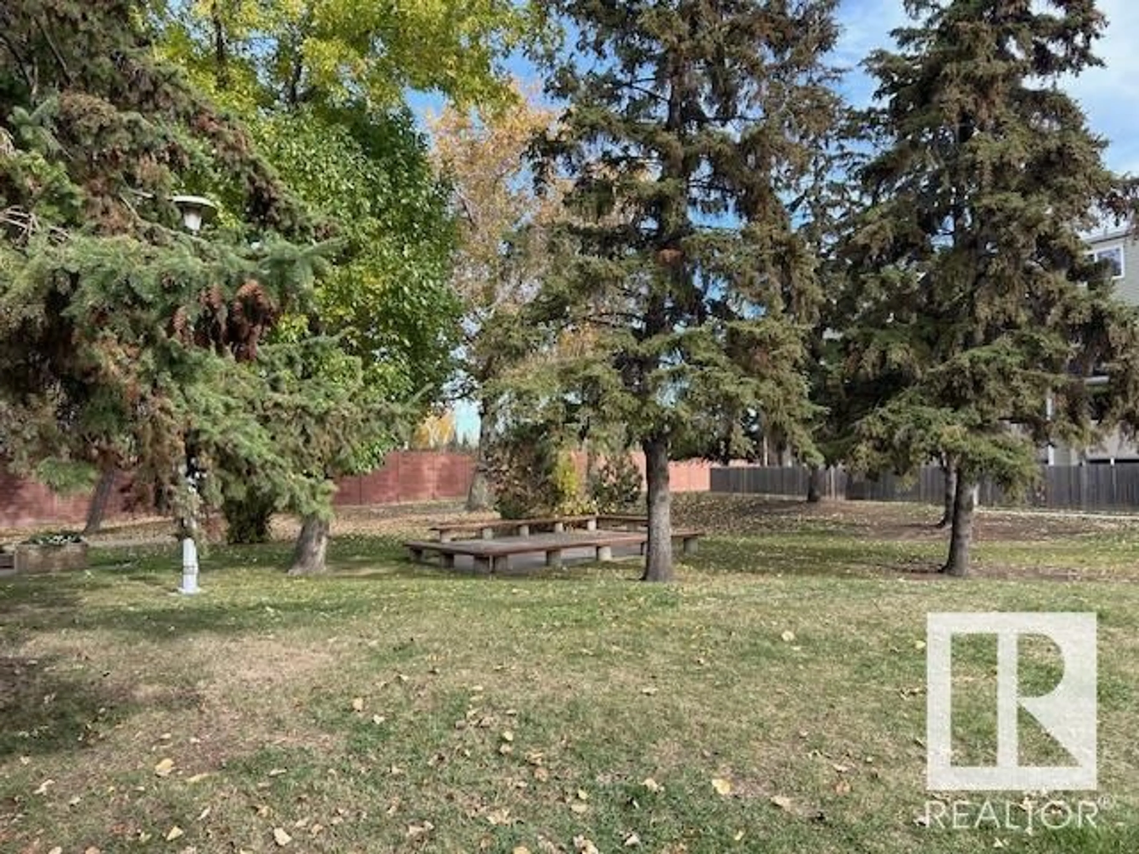 Patio, the fenced backyard for #208 7825 159 ST NW, Edmonton Alberta T5K2E1