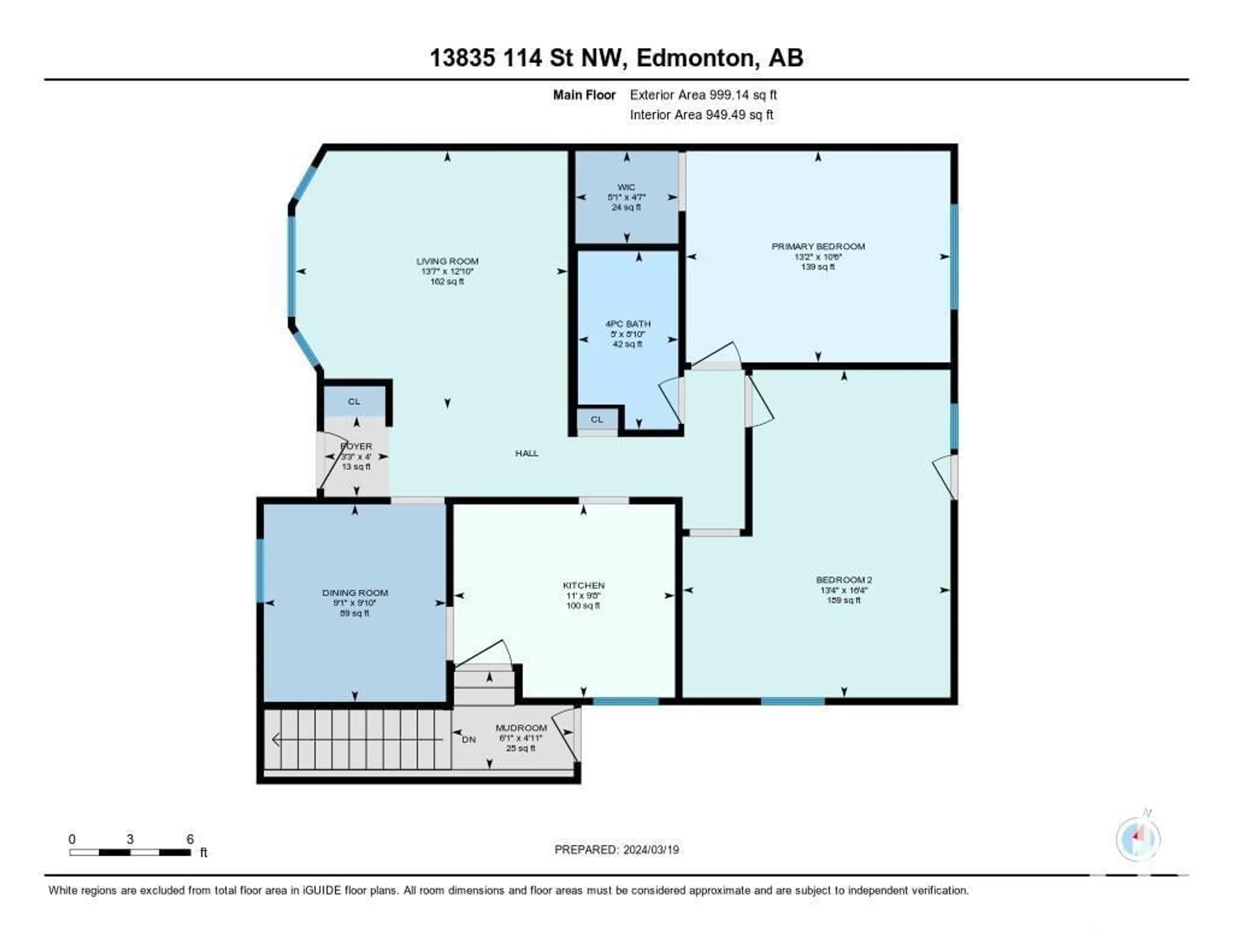 Floor plan for 13835 114 ST NW, Edmonton Alberta T5X4A1