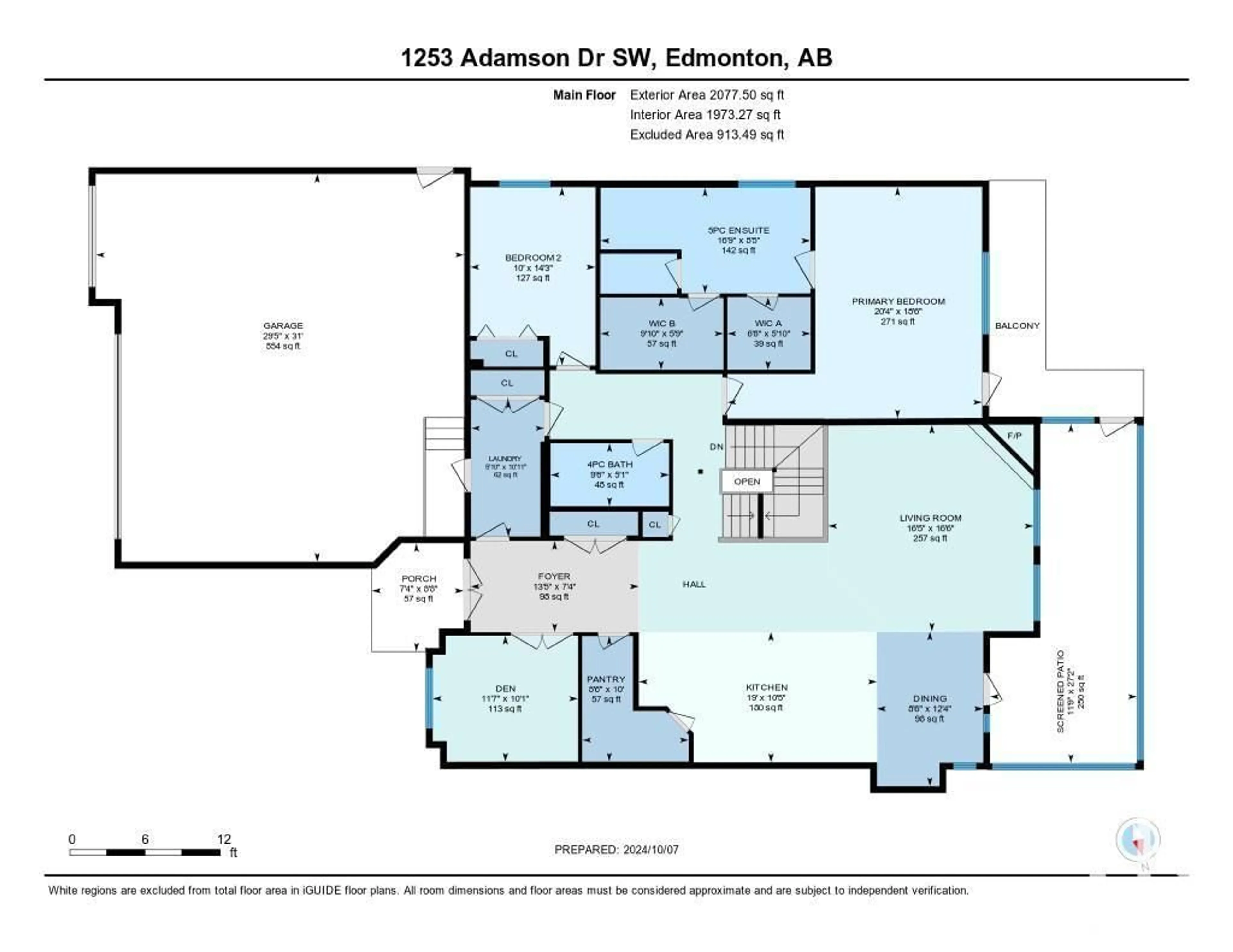 Floor plan for 1253 ADAMSON DR SW, Edmonton Alberta T6W1Z4