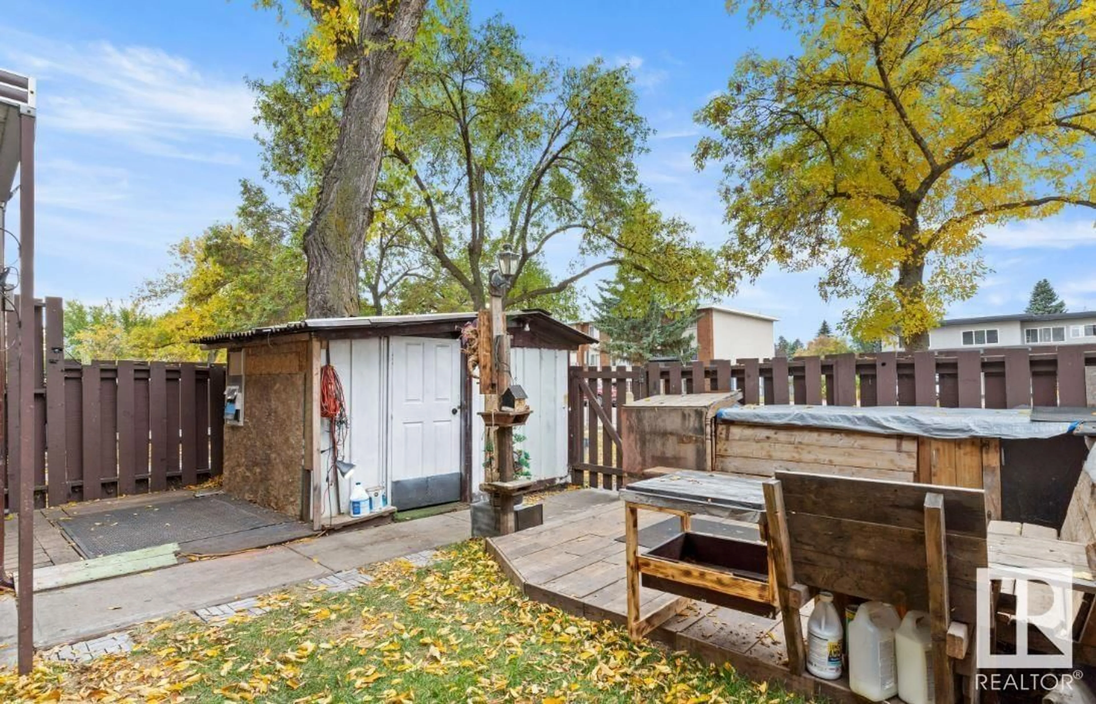 Patio, the fenced backyard for 10613 34 ST NW, Edmonton Alberta T5W1Y1