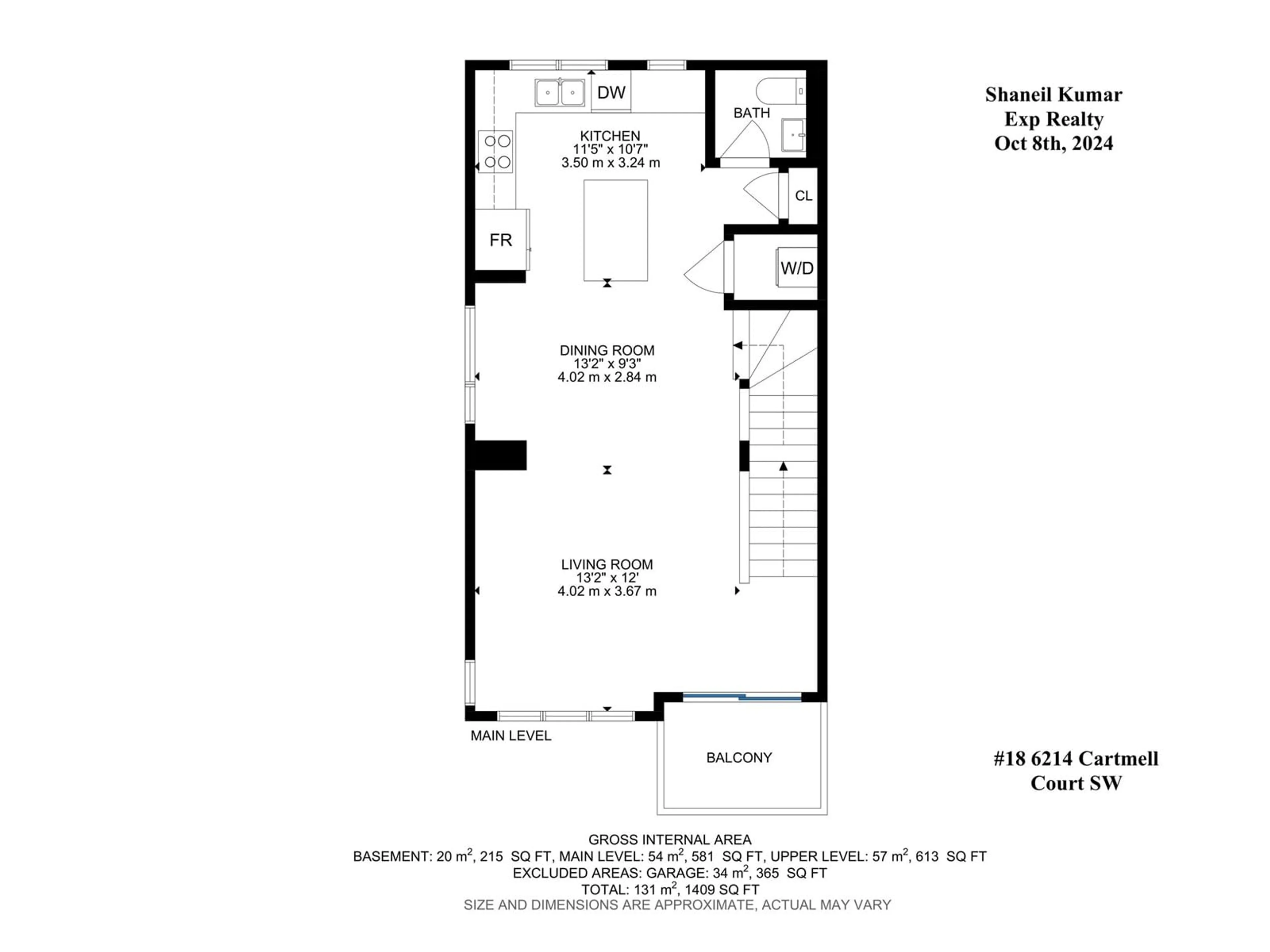 Floor plan for #18 6214 CARTMELL CO SW, Edmonton Alberta T6W5A7