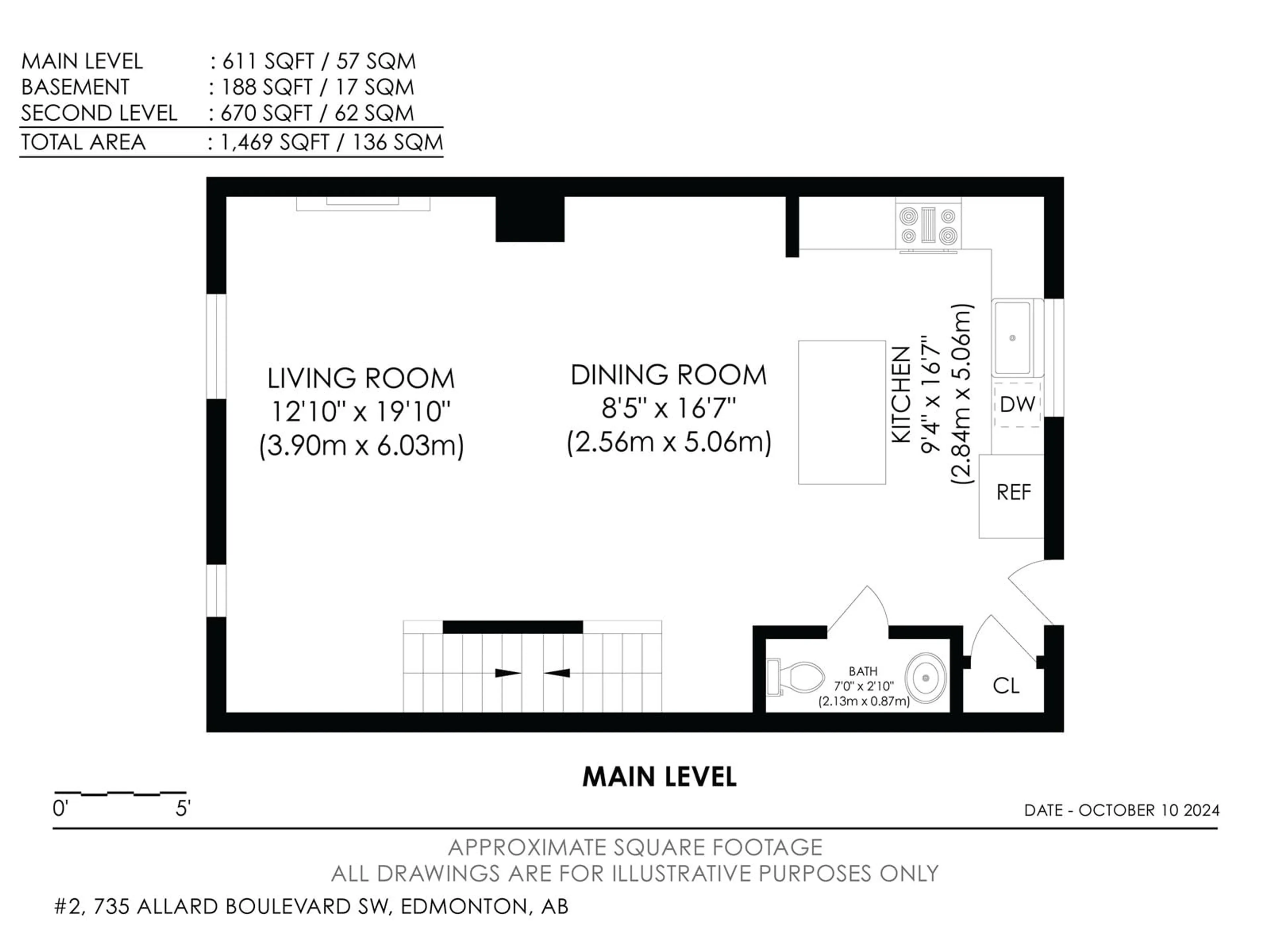 Floor plan for #2 735 ALLARD BV SW, Edmonton Alberta T6W3W5