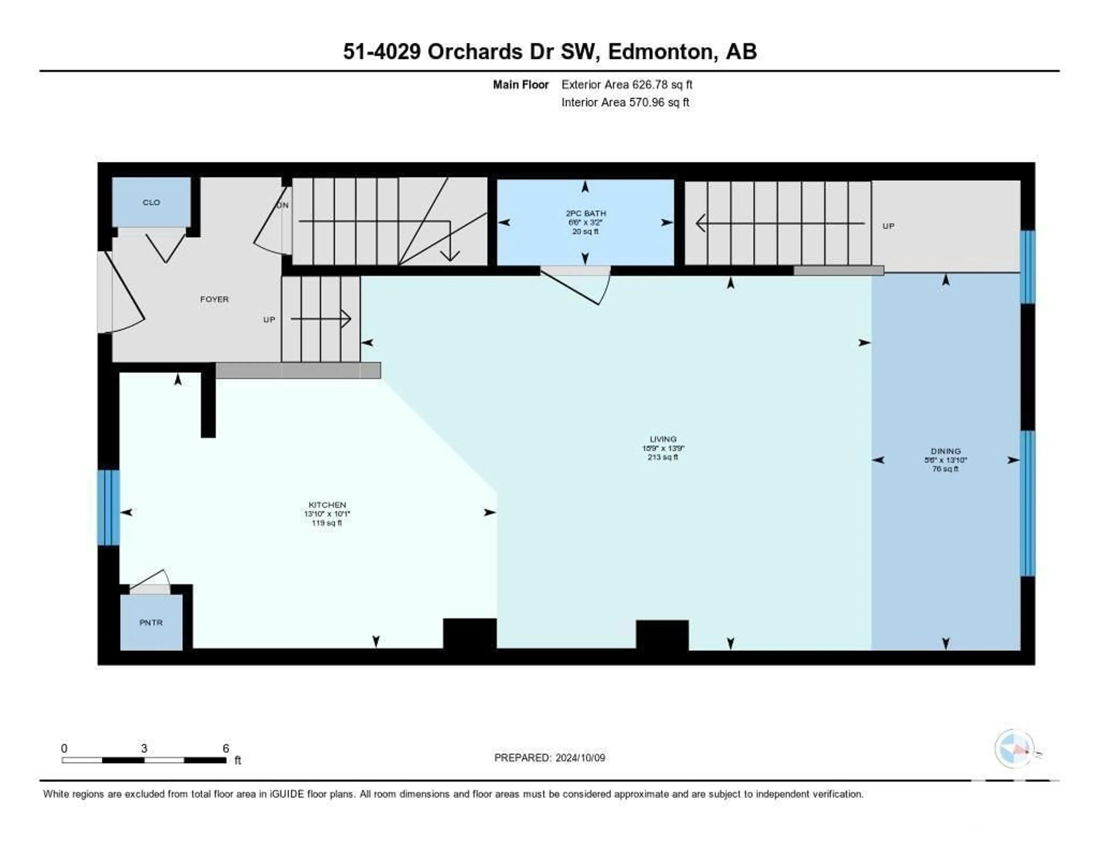 Floor plan for #51 4029 ORCHARDS DR SW, Edmonton Alberta T6X1V2